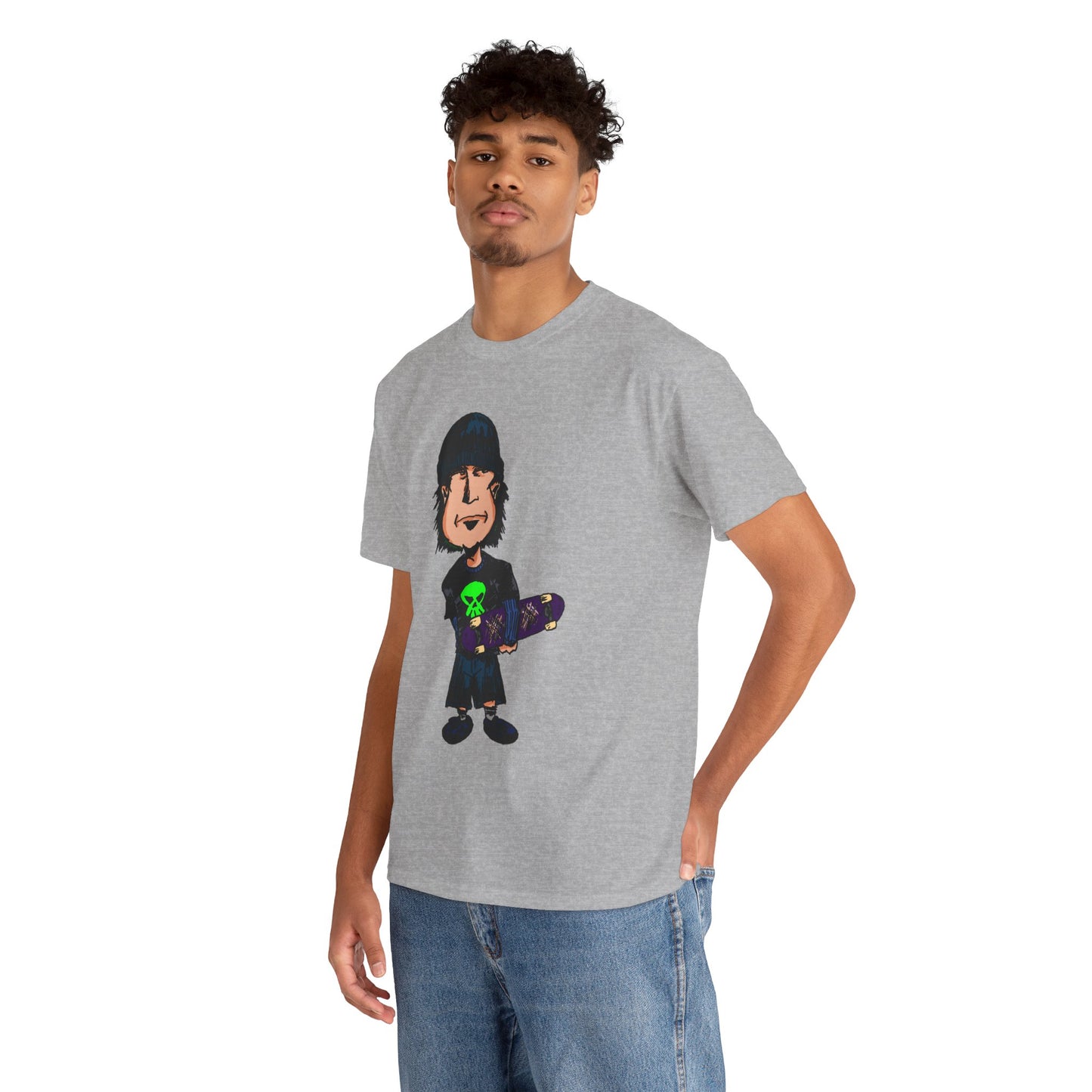Rude Skater Dude - Skate Punk Cartoon Tee – Boy with Skateboard Graphic Shirt
