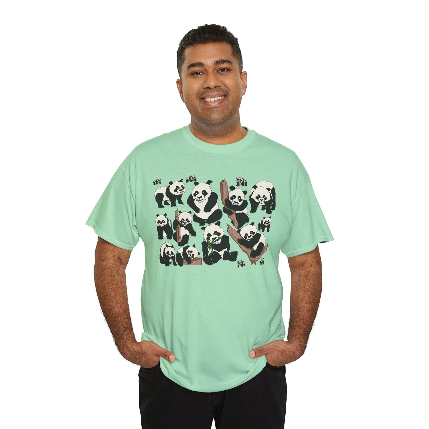 Cute Panda Design Unisex Heavy Cotton Tee | Animal Lover Gift, Casual Wear, Eco-Friendly Apparel, Nature Enthusiast Clothing