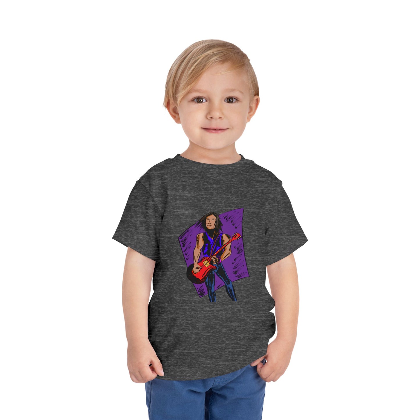 Toddler Tee — Rock Star Guitarist Graphic Kids Shirt