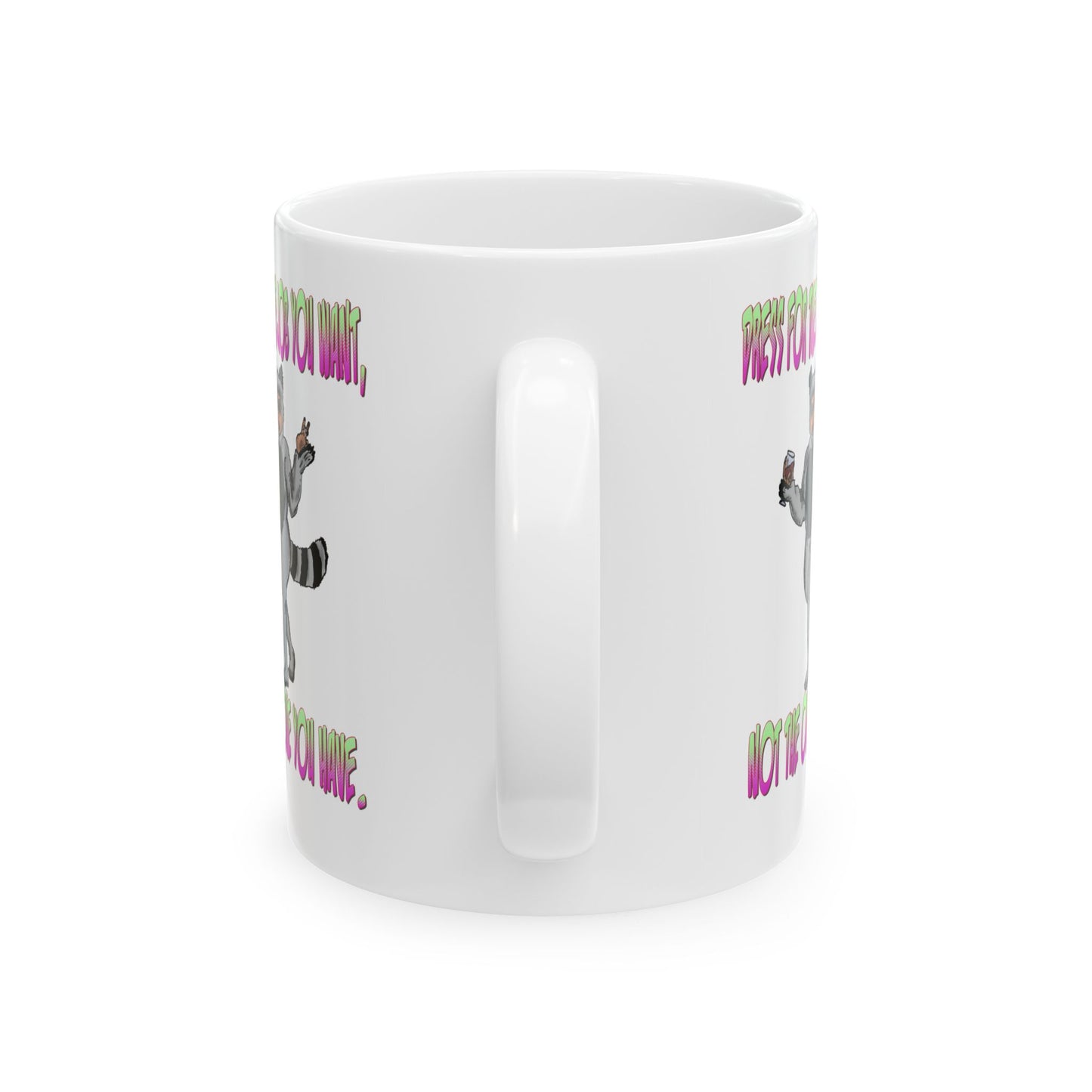 Humourous Whimsical Ceramic Mug with Fun Animal Pajama Design