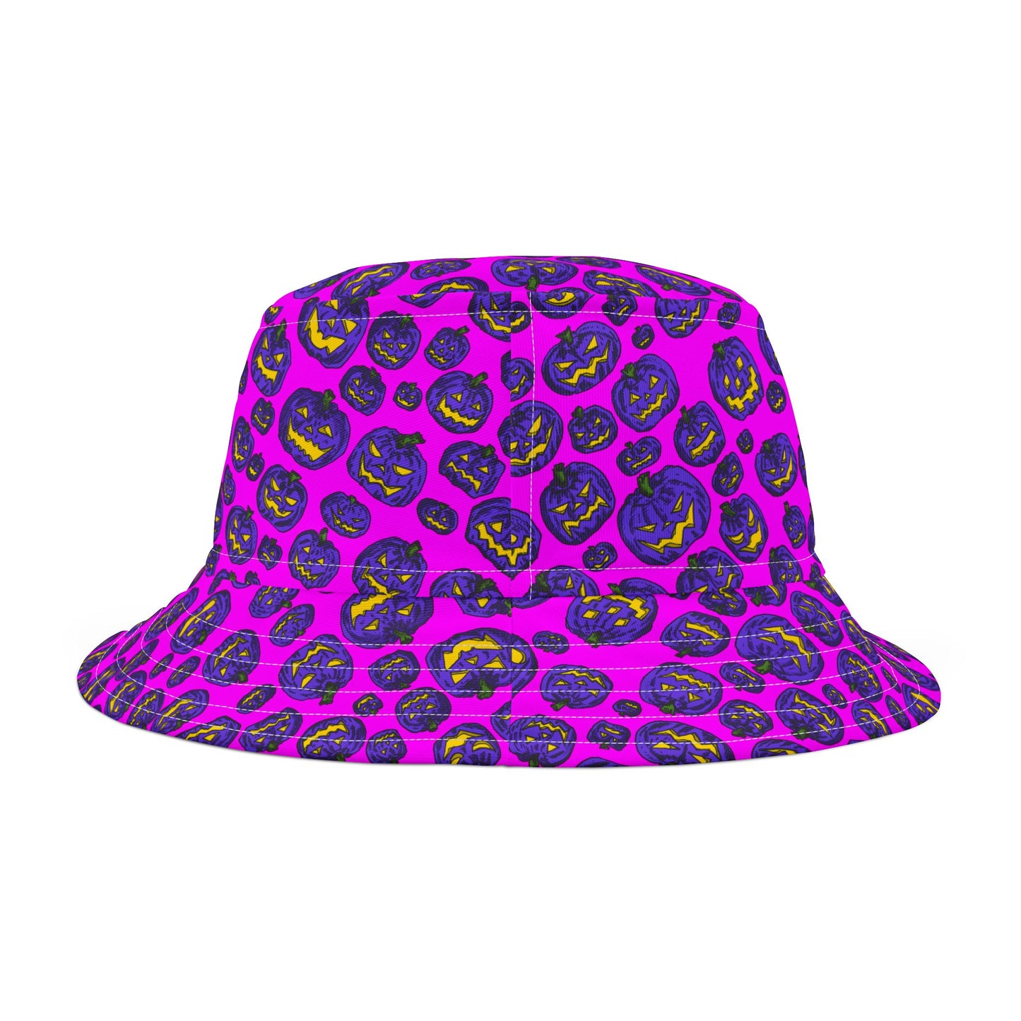 Vibrant Pumpkin Print Bucket Hat, Halloween Hat, Trendy AOP Hat, Fun Outdoor Accessory, Fall Fashion