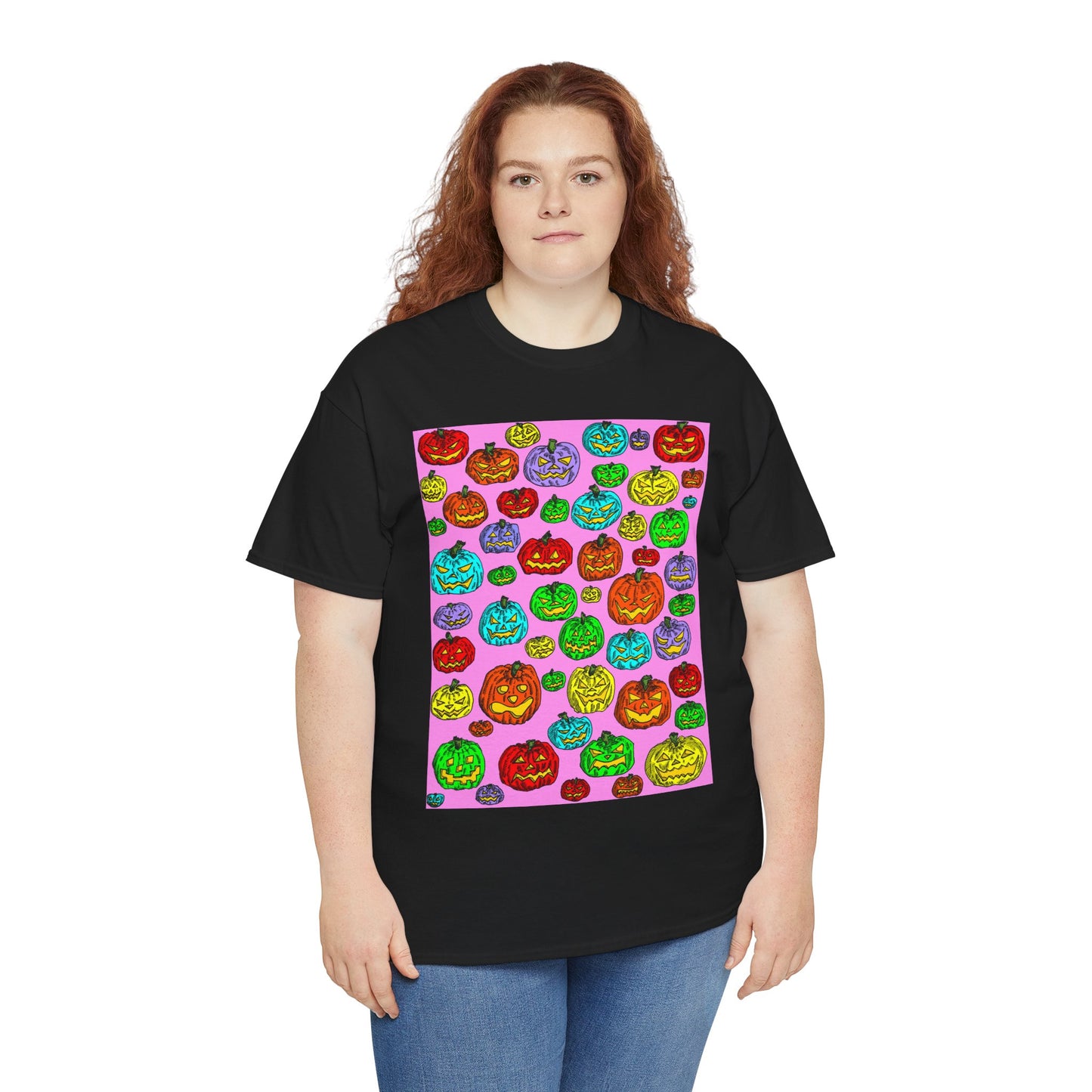 Colorful Pumpkin Graphic Tee, Unisex Cotton T-Shirt, Halloween Costume, Fall Apparel, Trendy Graphic Shirt, Casual Wear