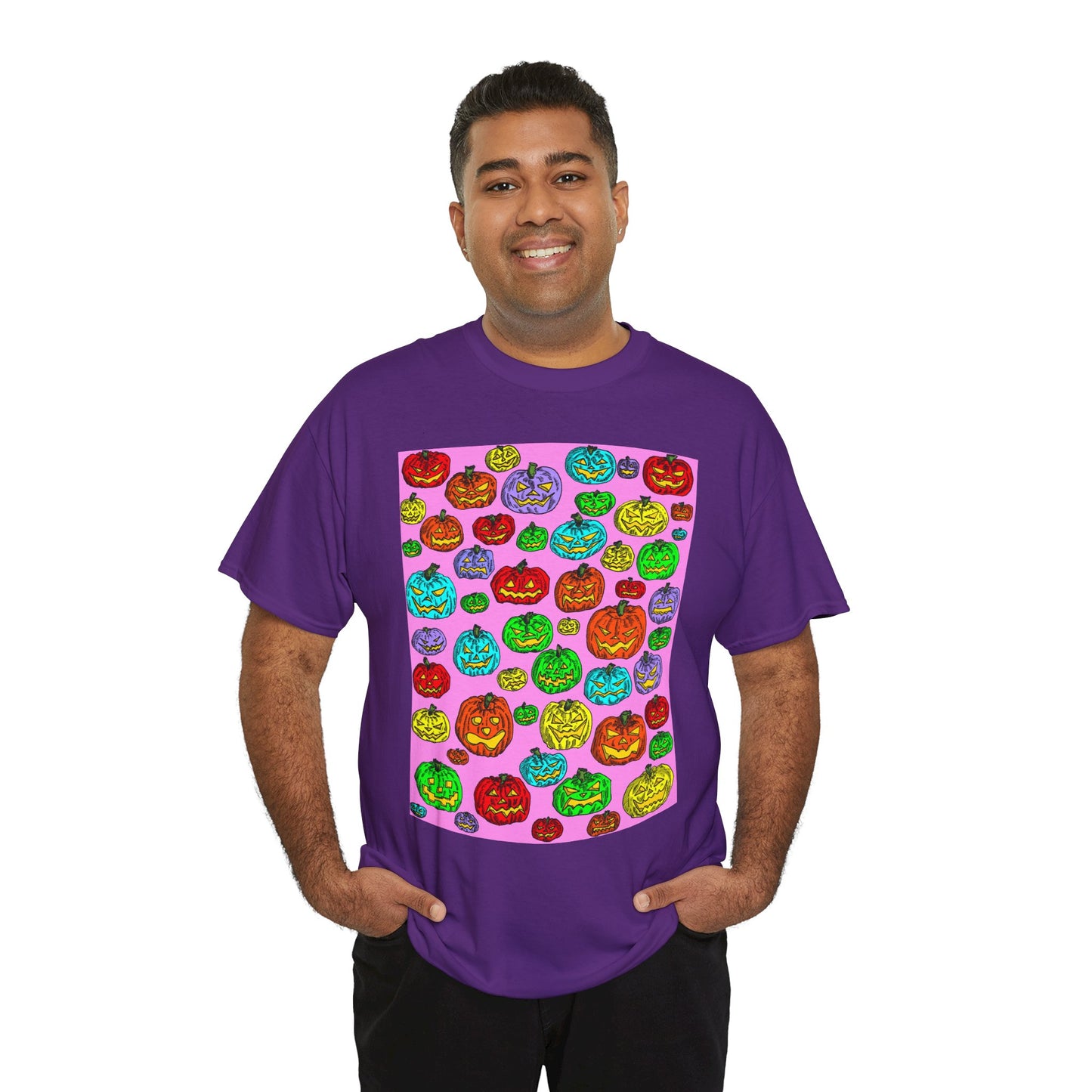 Colorful Pumpkin Graphic Tee, Unisex Cotton T-Shirt, Halloween Costume, Fall Apparel, Trendy Graphic Shirt, Casual Wear