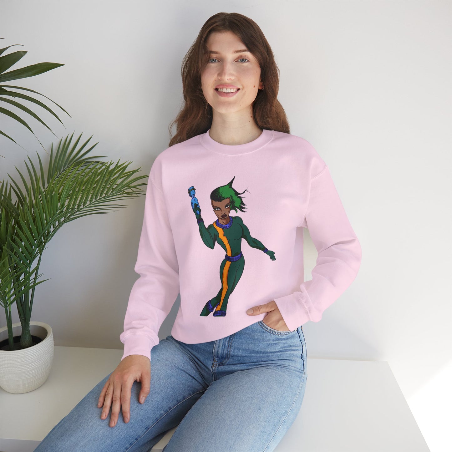 Heroic Vibes Crewneck Sweatshirt with Bold Design