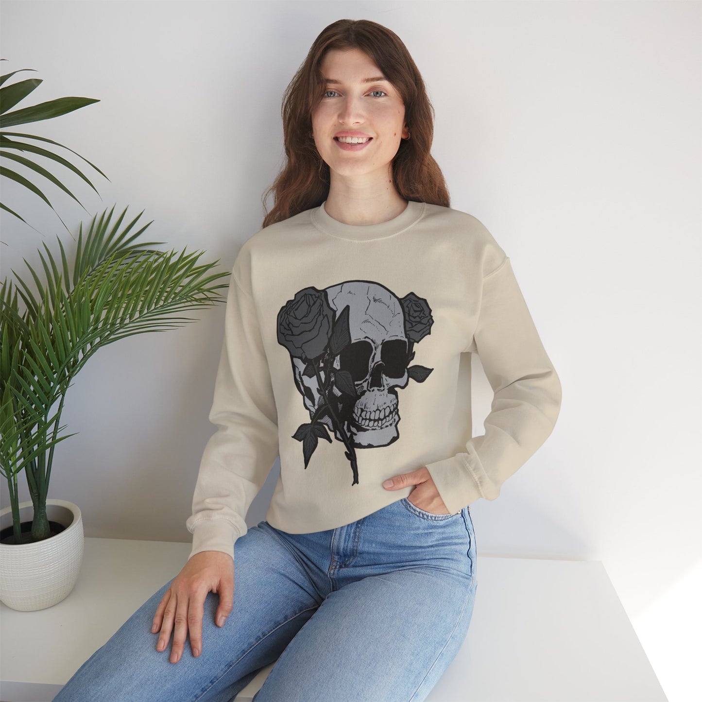Skull and Roses Crewneck Sweatshirt - Unisex Heavy Blend™