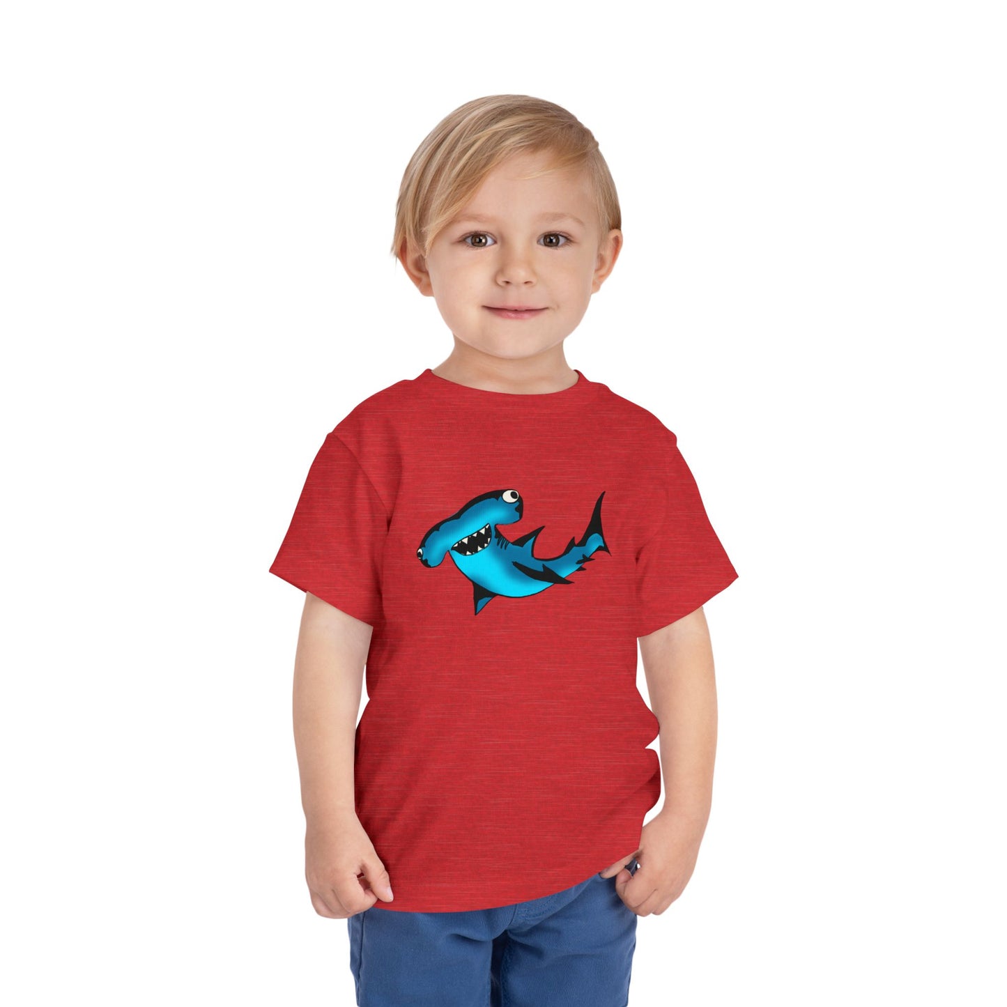 Toddler Shark Tee - Cute Blue Harley Hammerhead Graphic Kids Short Sleeve Shirt