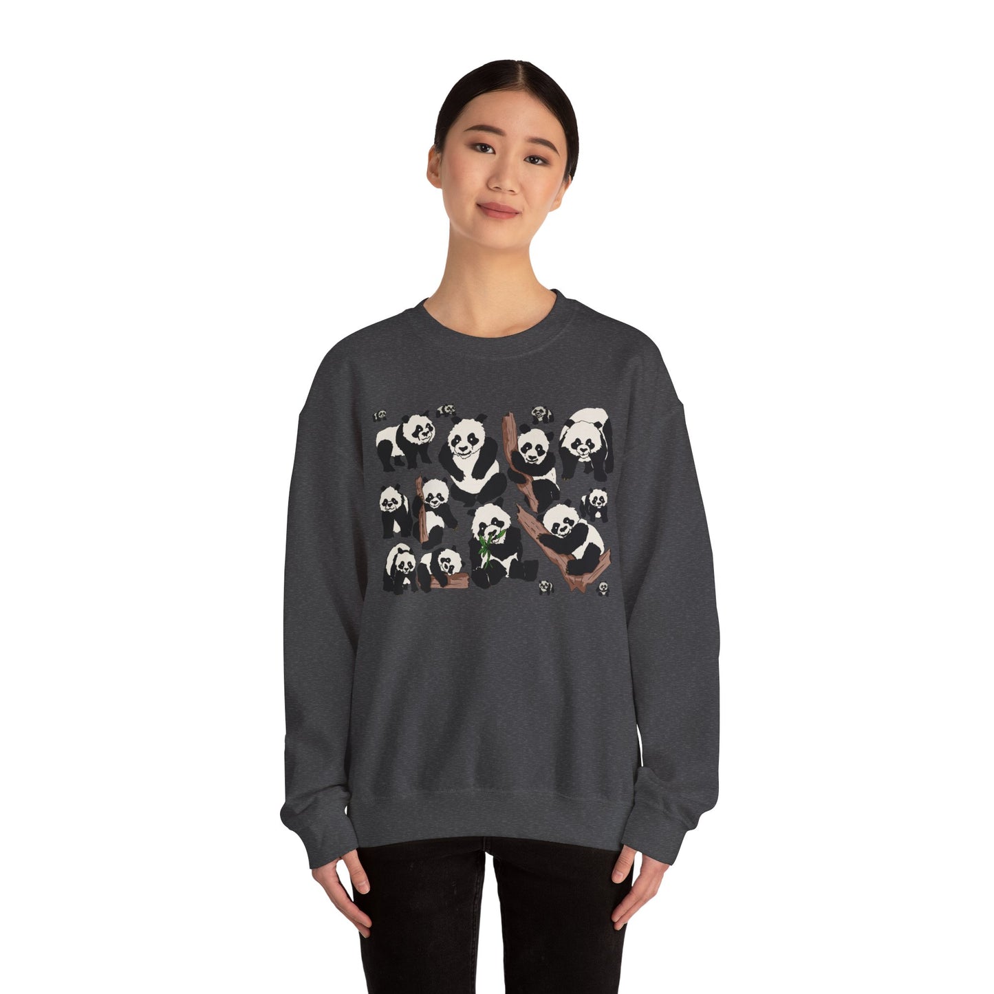 Cozy Panda Crewneck Sweatshirt - Soft Unisex Heavy Blend