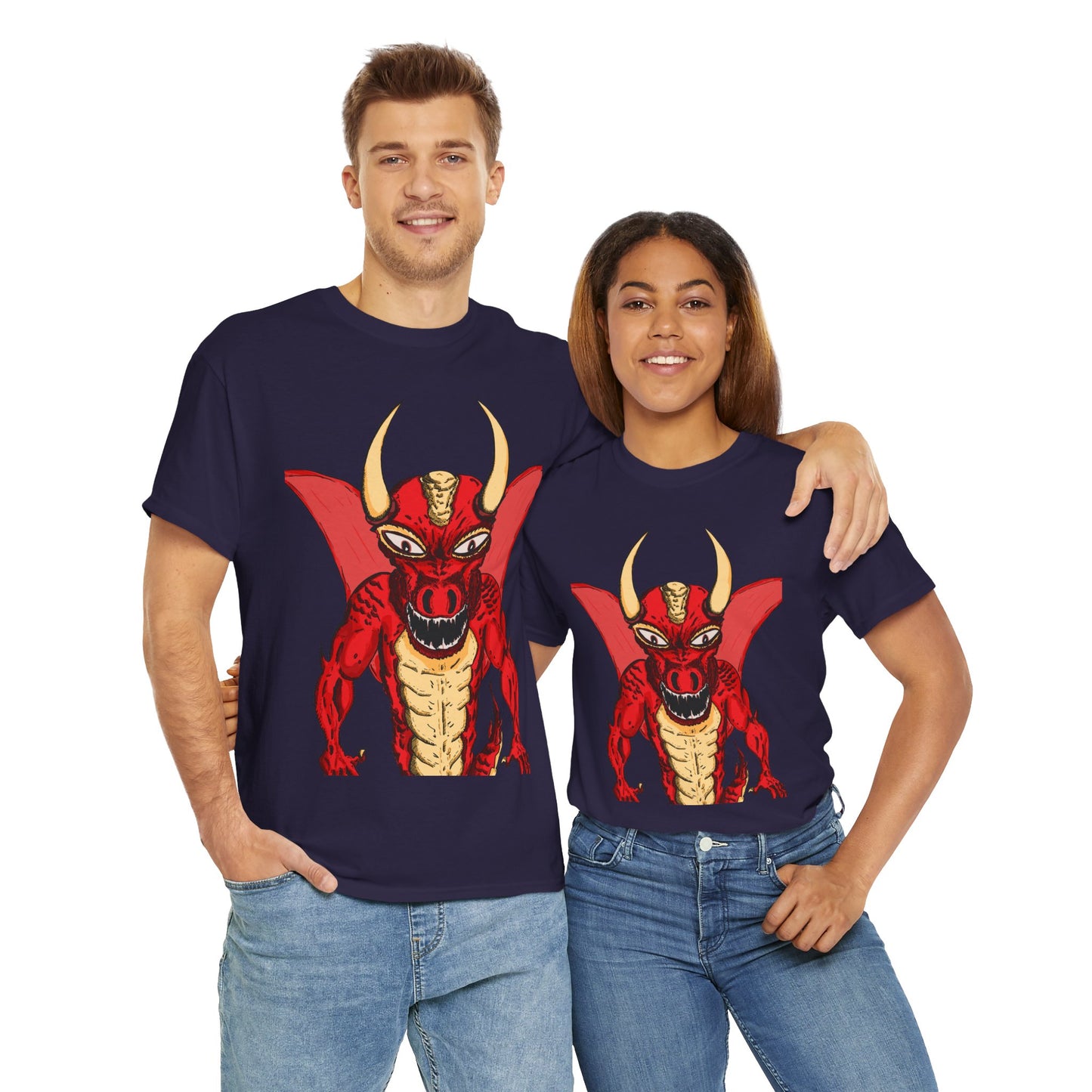 Bold Red Dragon Unisex Heavy Cotton Tee | Graphic Shirt for Anime Fans, Party Wear, Casual Outfit, Gift for Him/Her