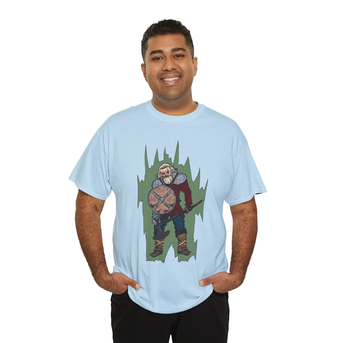 Epic Warrior Graphic Tee, Unisex Heavy Cotton Shirt, Casual Wear, Gamer Gift, Medieval Art Clothing, Battle Theme Fashion