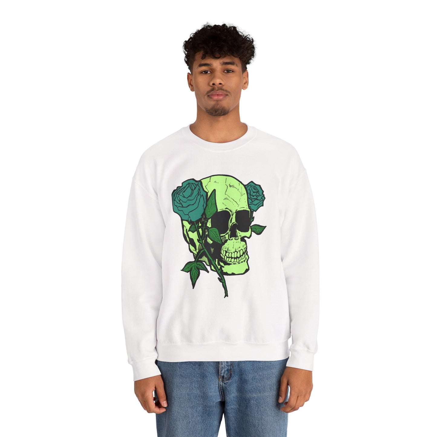 Skull and Roses Crewneck Sweatshirt for Unisex