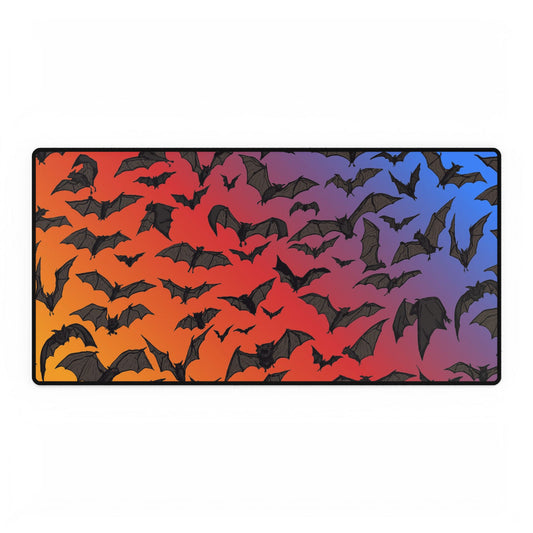 Halloween Gradient Bat Desk Mat — Large Gaming Mousepad and Card Playing Mat