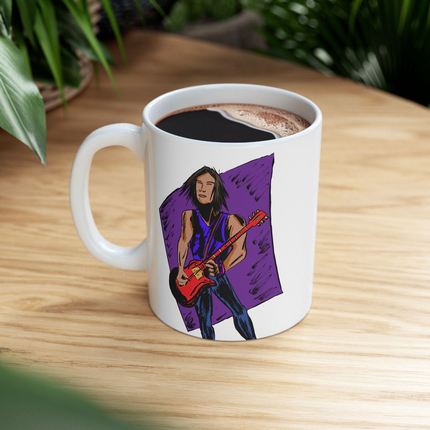 Ceramic Mug with Whimsical Rockstar Art, Unique Gift, Coffee Lover's Mug, Tea Time Essential, Colorful Drinkware