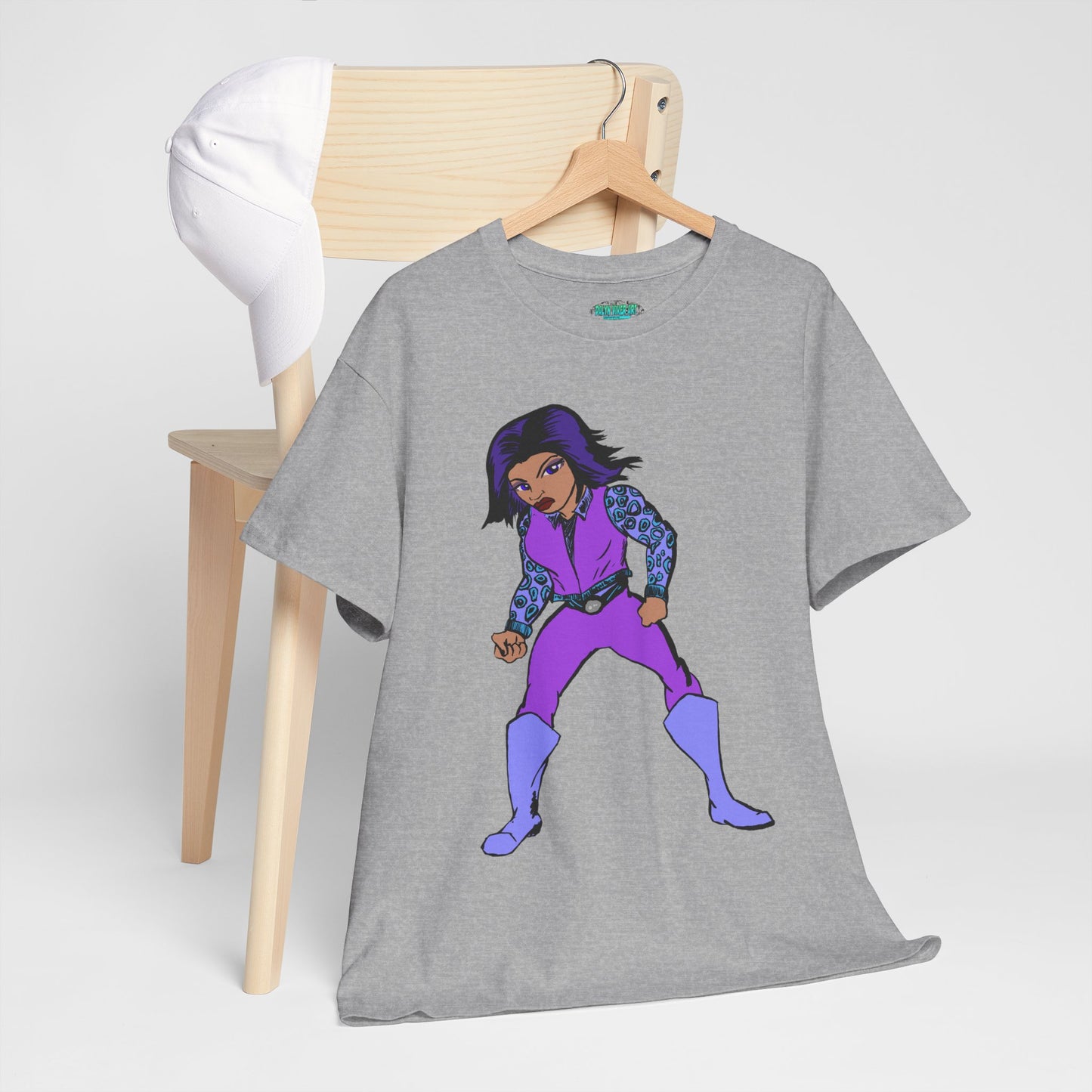 Retro Cartoon Hero Woman Character Unisex Heavy Cotton Tee, Vintage Graphic Tee, Fun T-Shirt, Gift for Fans, Casual Wear, Everyday Tee