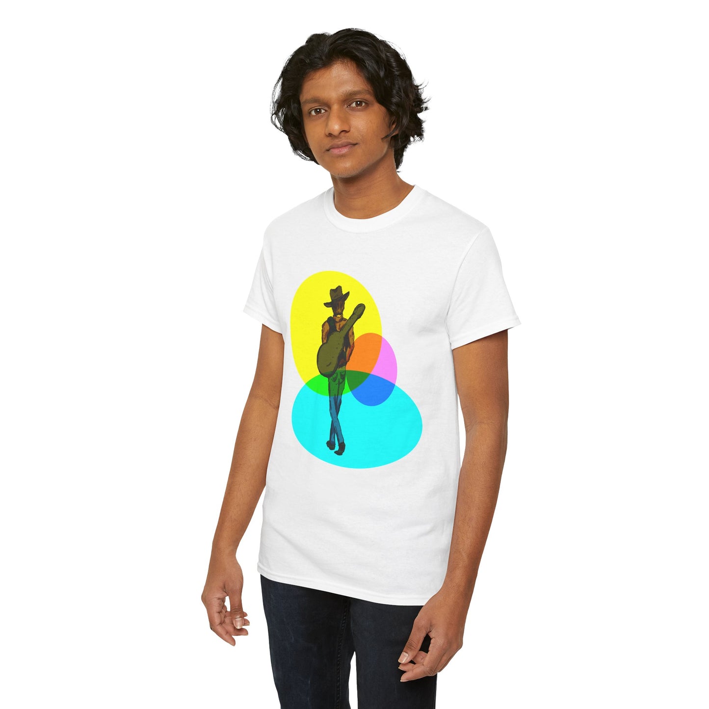 Cowboy Guitar Tee — Colorful Music T‑Shirt