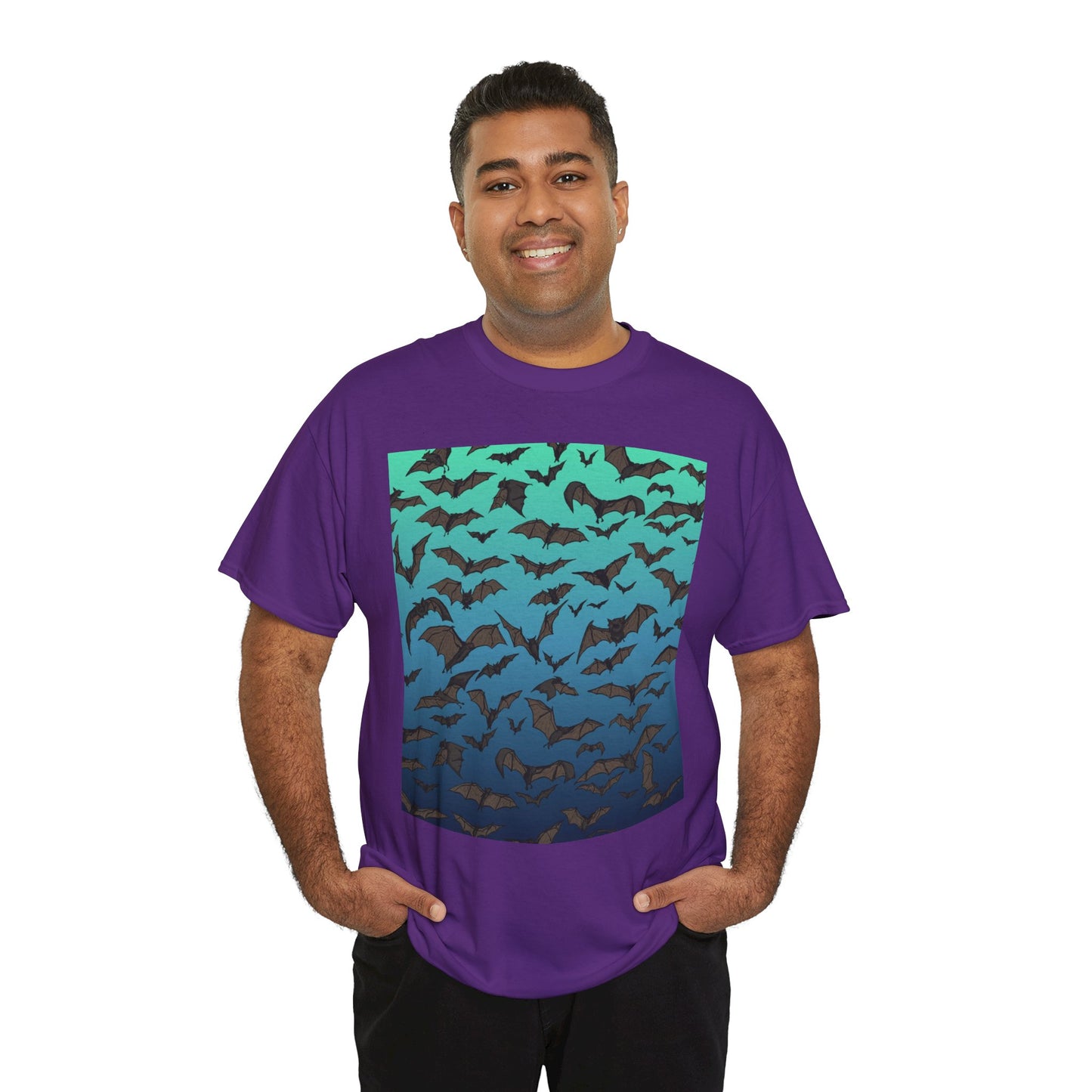 Bat Swarm Graphic Tee — Gradient Night Flight T-Shirt
