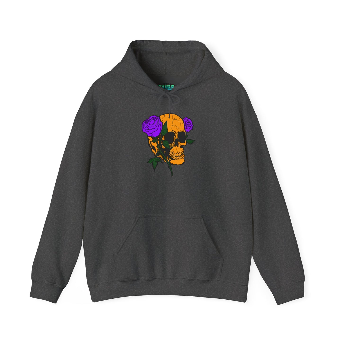 Skull & Roses Hooded Sweatshirt - Unisex Heavy Blend, Perfect for Halloween, Casual Wear, Street Style, Gifts for Her, Trendy Fashion