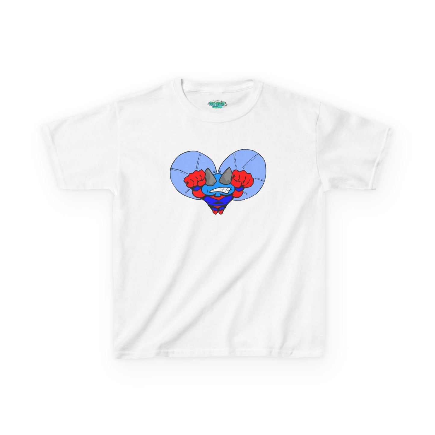 Astro-Fly Kids Superhero T‑Shirt — Cute Blue Hero Design