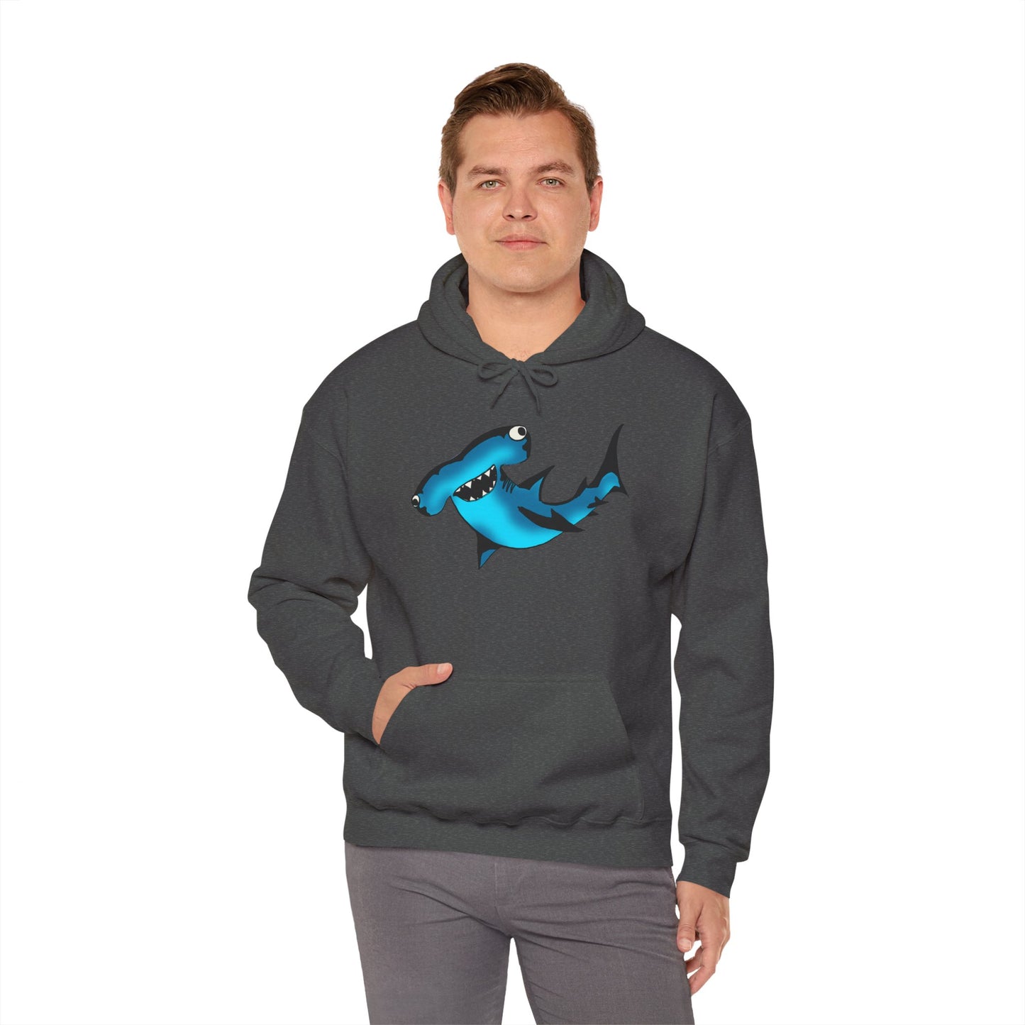 Harley Hammerhead Shark Design Unisex Hooded Sweatshirt, Funny Gift for Ocean Lovers, Casual Wear, Beach Days, Unique Apparel, Birthday Present