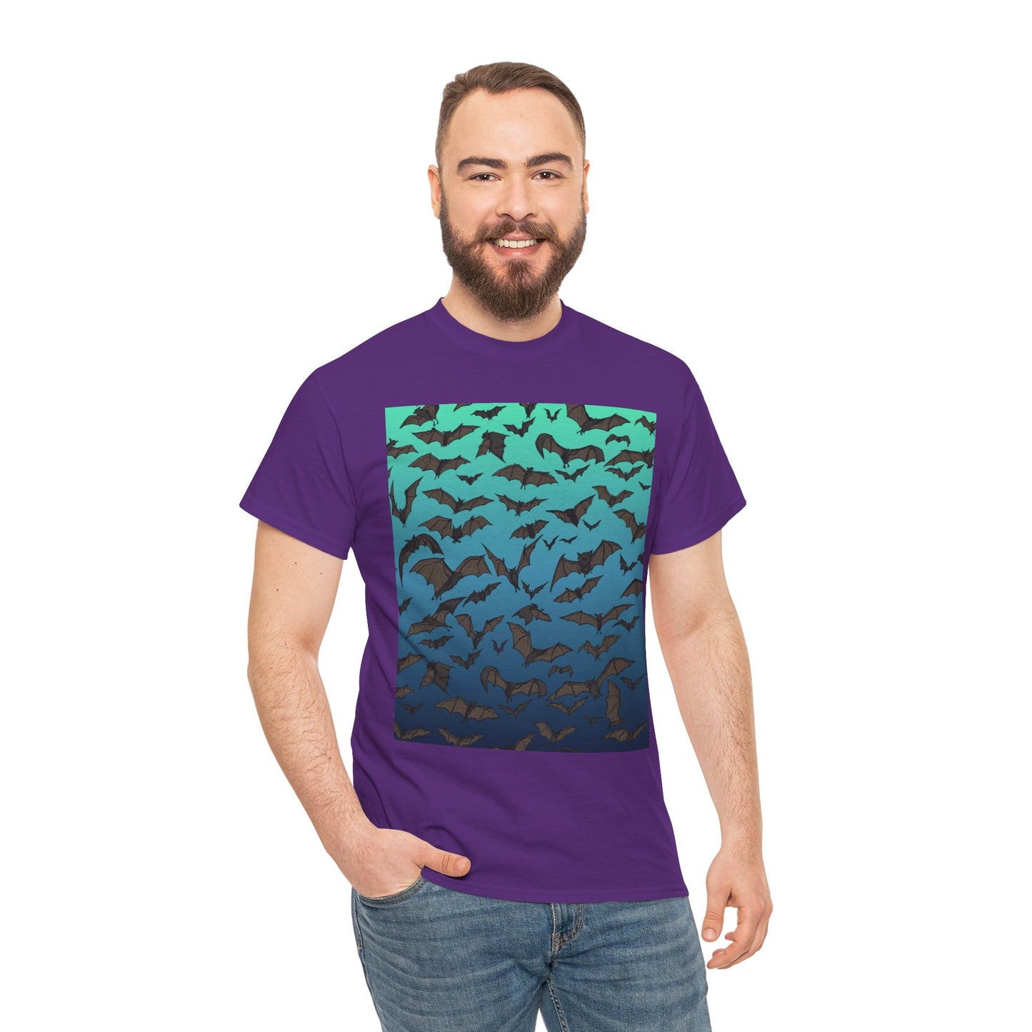 Bat Swarm Graphic Tee — Gradient Night Flight T-Shirt