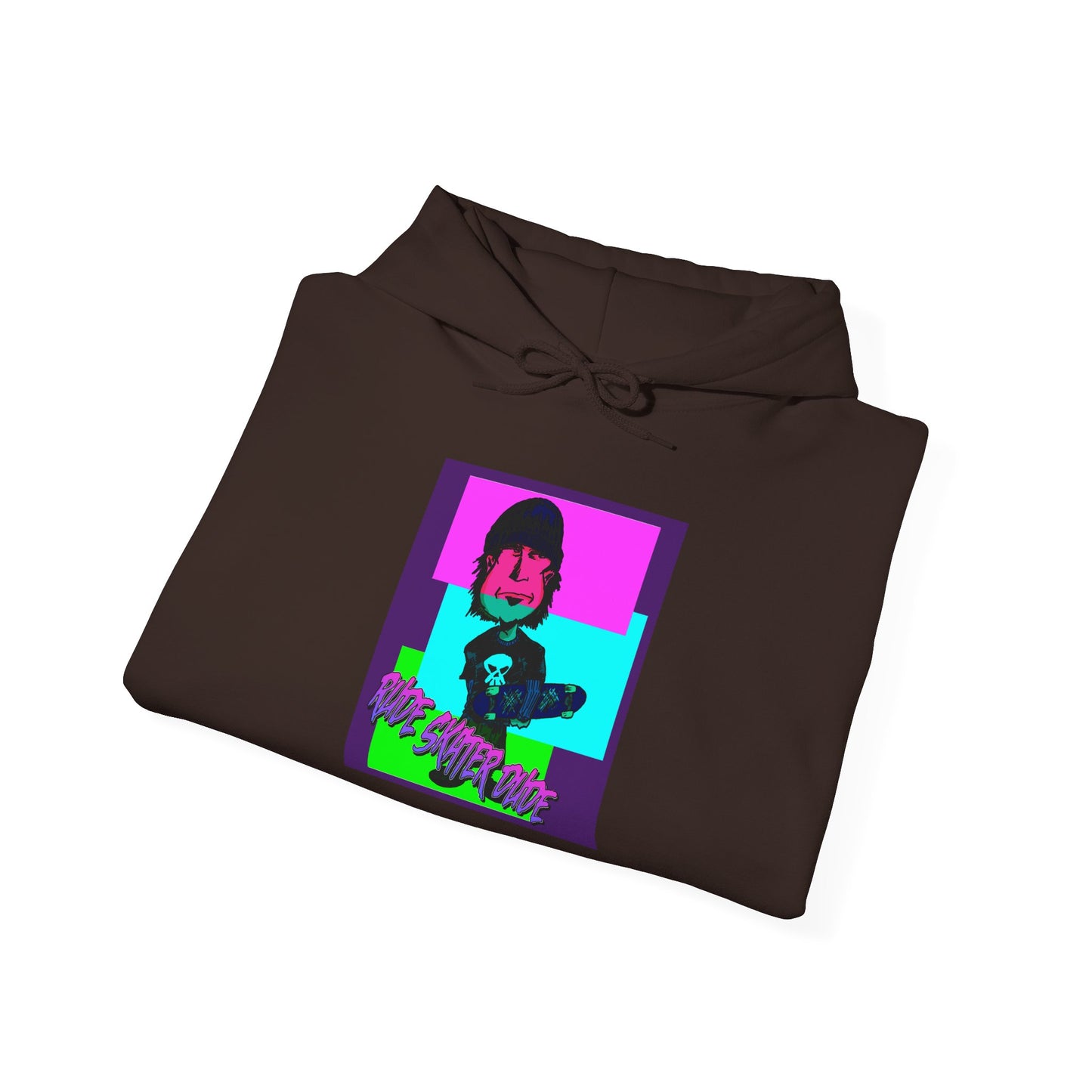 Retro Neon Rude Skater Dude Hoodie — Streetwear