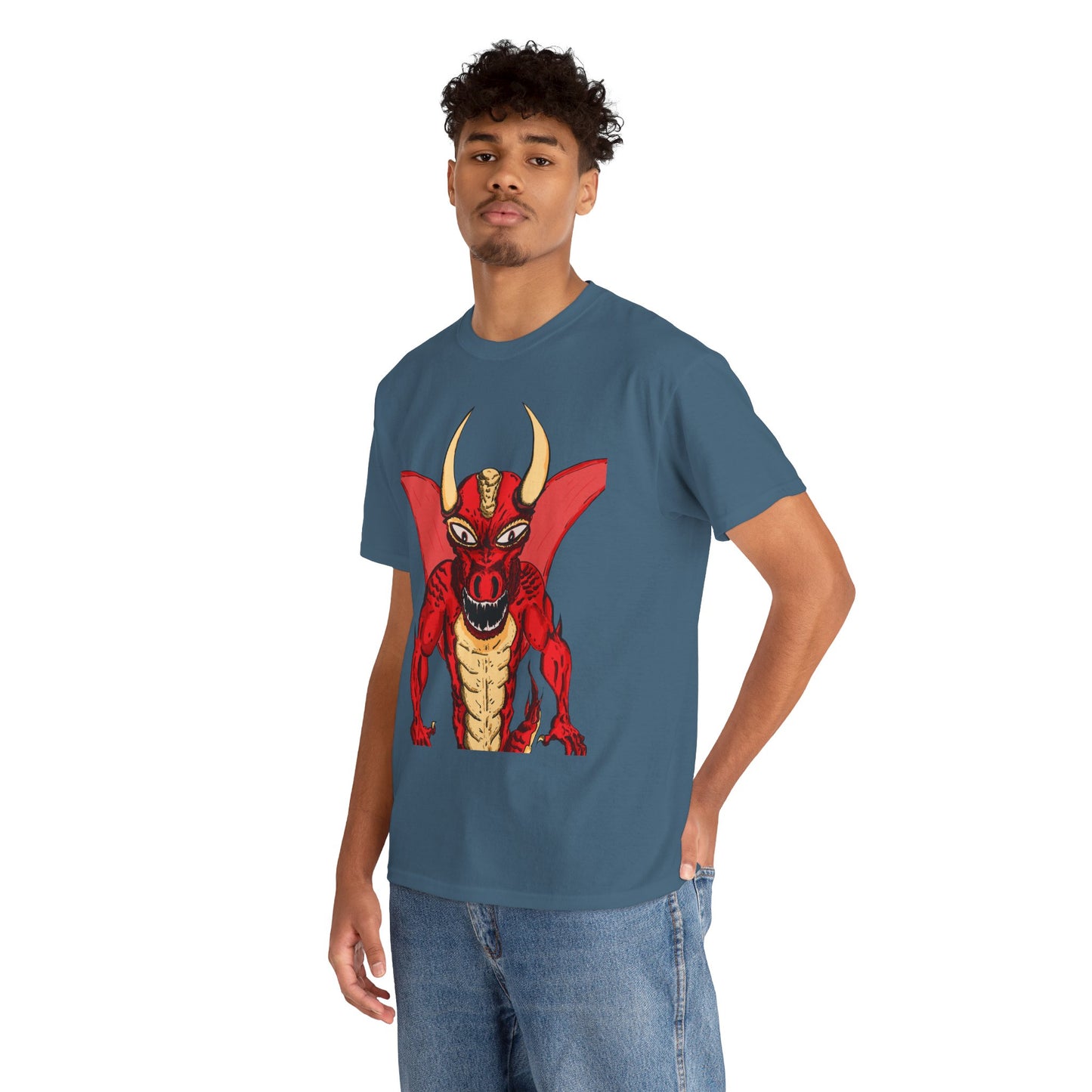 Bold Red Dragon Unisex Heavy Cotton Tee | Graphic Shirt for Anime Fans, Party Wear, Casual Outfit, Gift for Him/Her