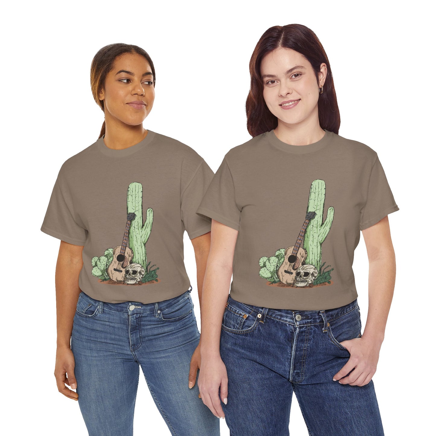 Desert Vibe Graphic Tee - Unisex Heavy Cotton Shirt, Boho Cactus Shirt, Guitar Lover's Gift, Summer Top, Music T-Shirt