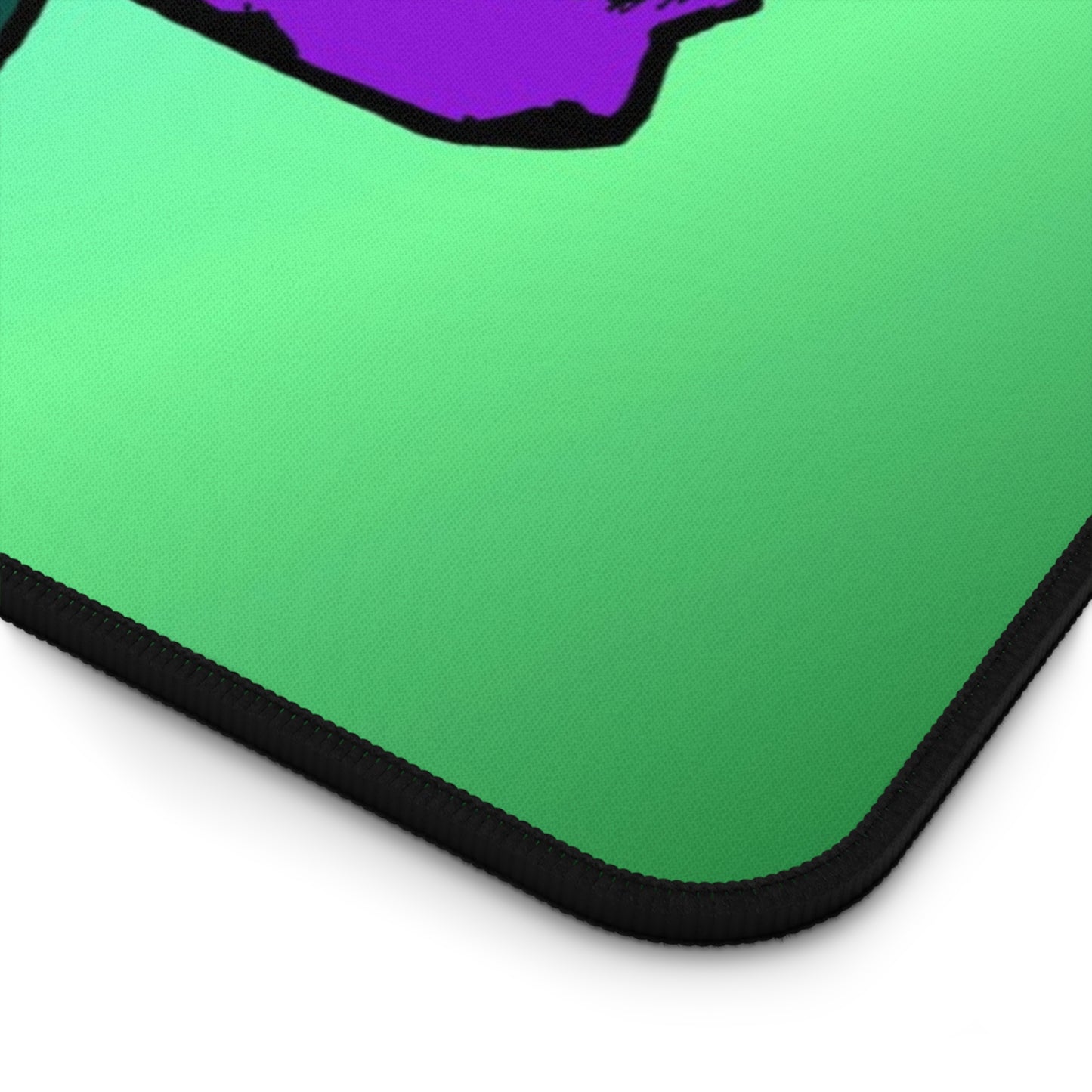 Gradient Skull Desk Mat with Teal Rose Accent