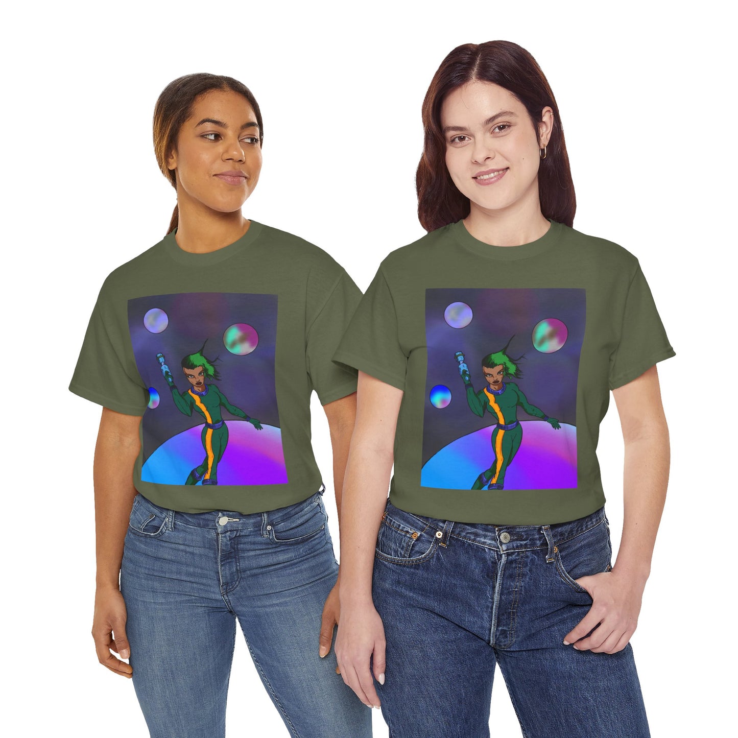 Cosmic Hero Vibe Tee - Unisex Heavy Cotton Tee, Space Art Shirt, Retro Sci-Fi T-Shirt, Gift for Space Lovers, Unique Graphic Tee