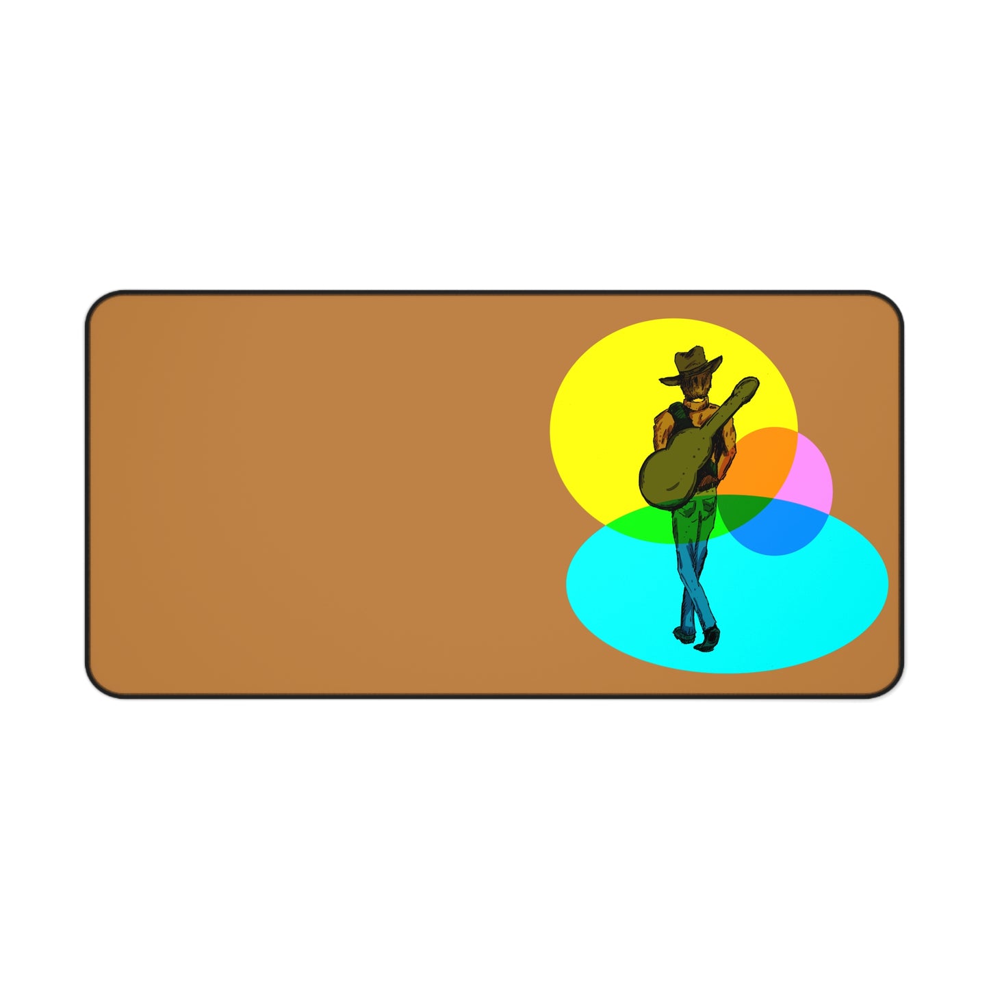 Retro Cowboy Guitarist Desk Mat — Color Pop Musician Mousepad