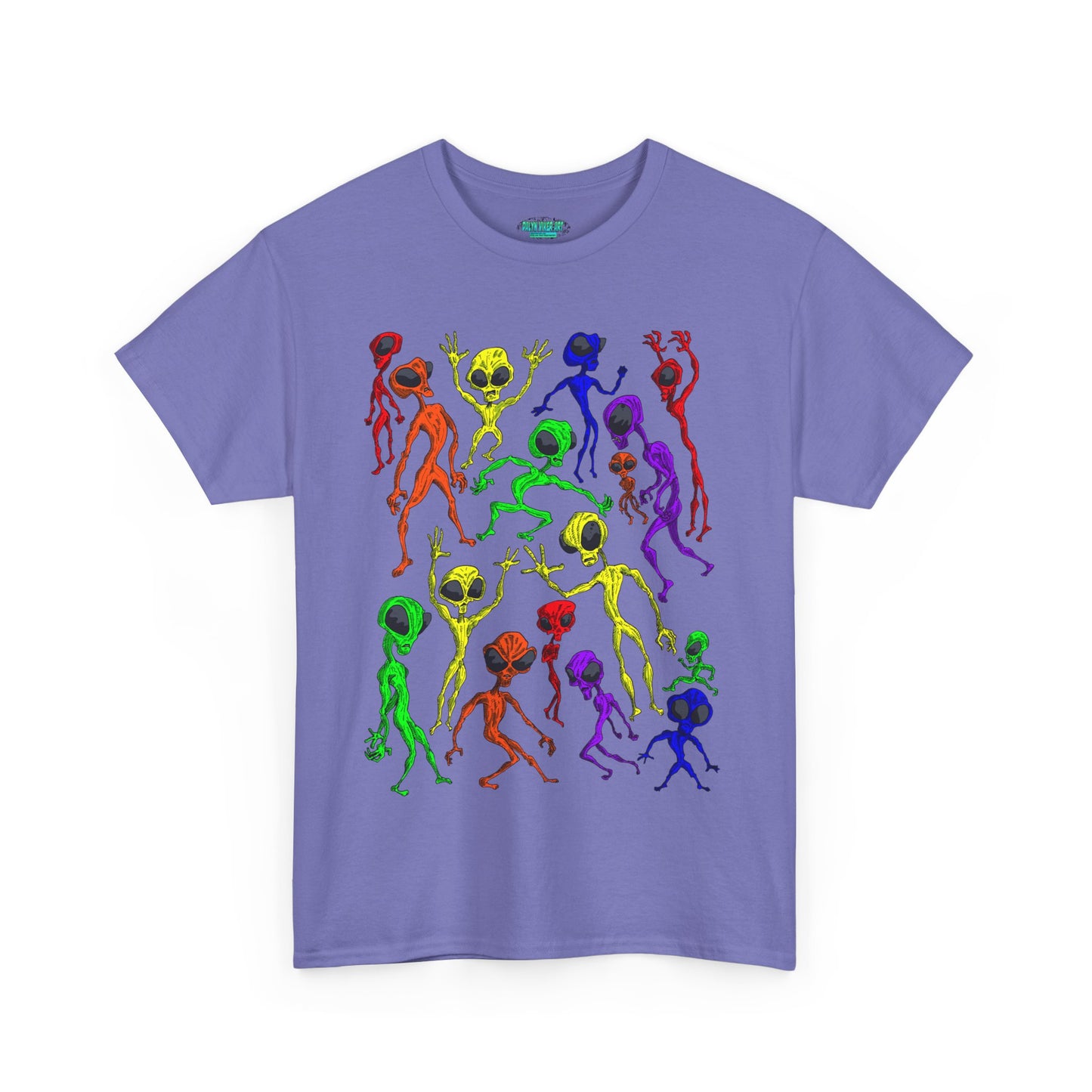 Rainbow Alien Dance Party Unisex Tee - Cosmic Sci-Fi Shirt