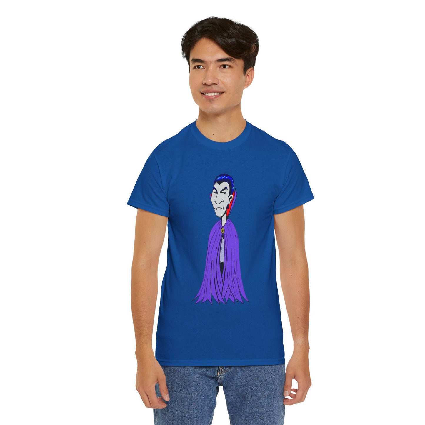 Vampire Cartoon Tee - Cute Purple Cloak Dracula Graphic T-Shirt