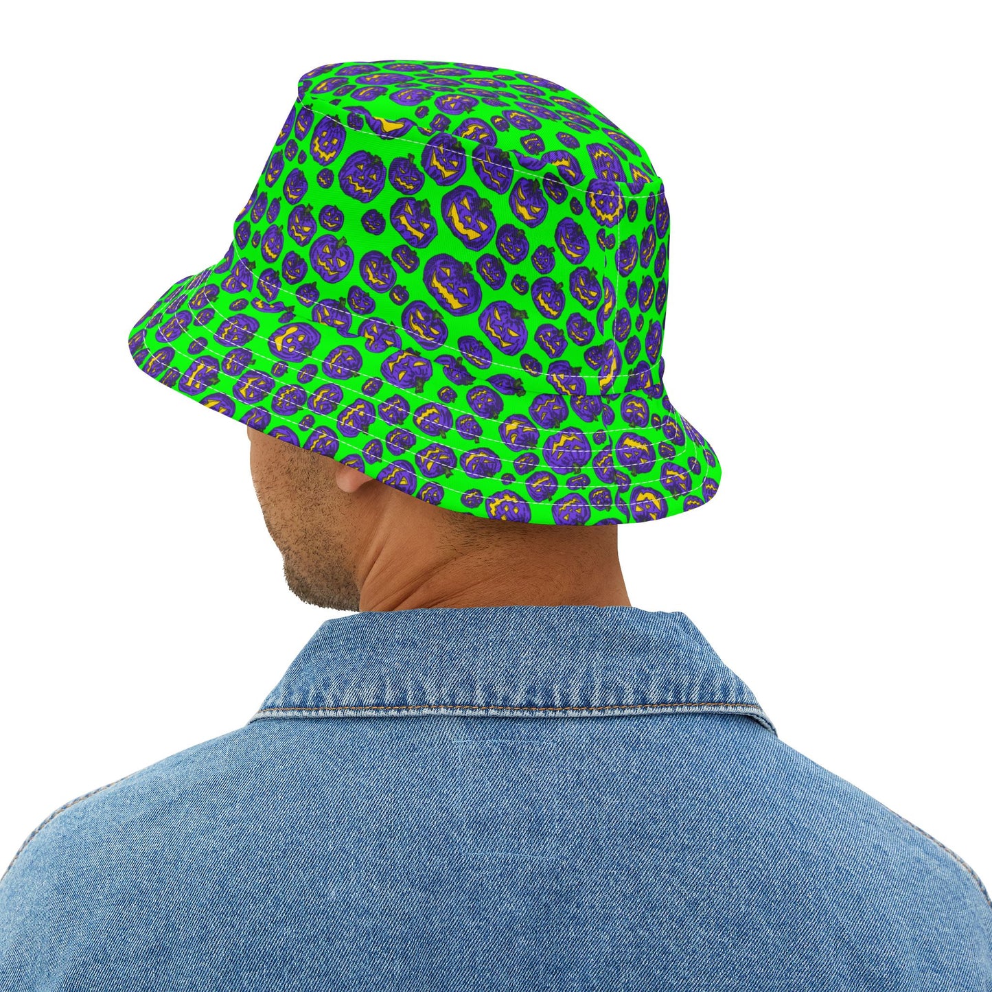 Vibrant Halloween Bucket Hat, Funky AOP Design, Trendy Sun Hat, Perfect for Festivals, Summer Beach Wear, Costume Accessory