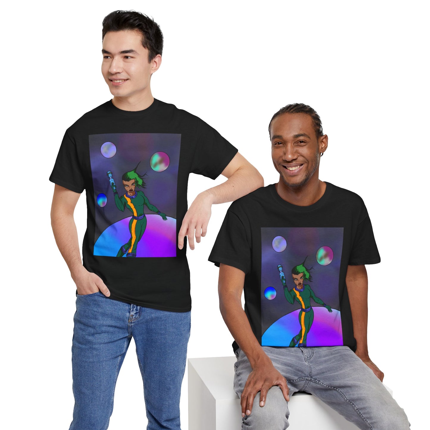 Cosmic Hero Vibe Tee - Unisex Heavy Cotton Tee, Space Art Shirt, Retro Sci-Fi T-Shirt, Gift for Space Lovers, Unique Graphic Tee