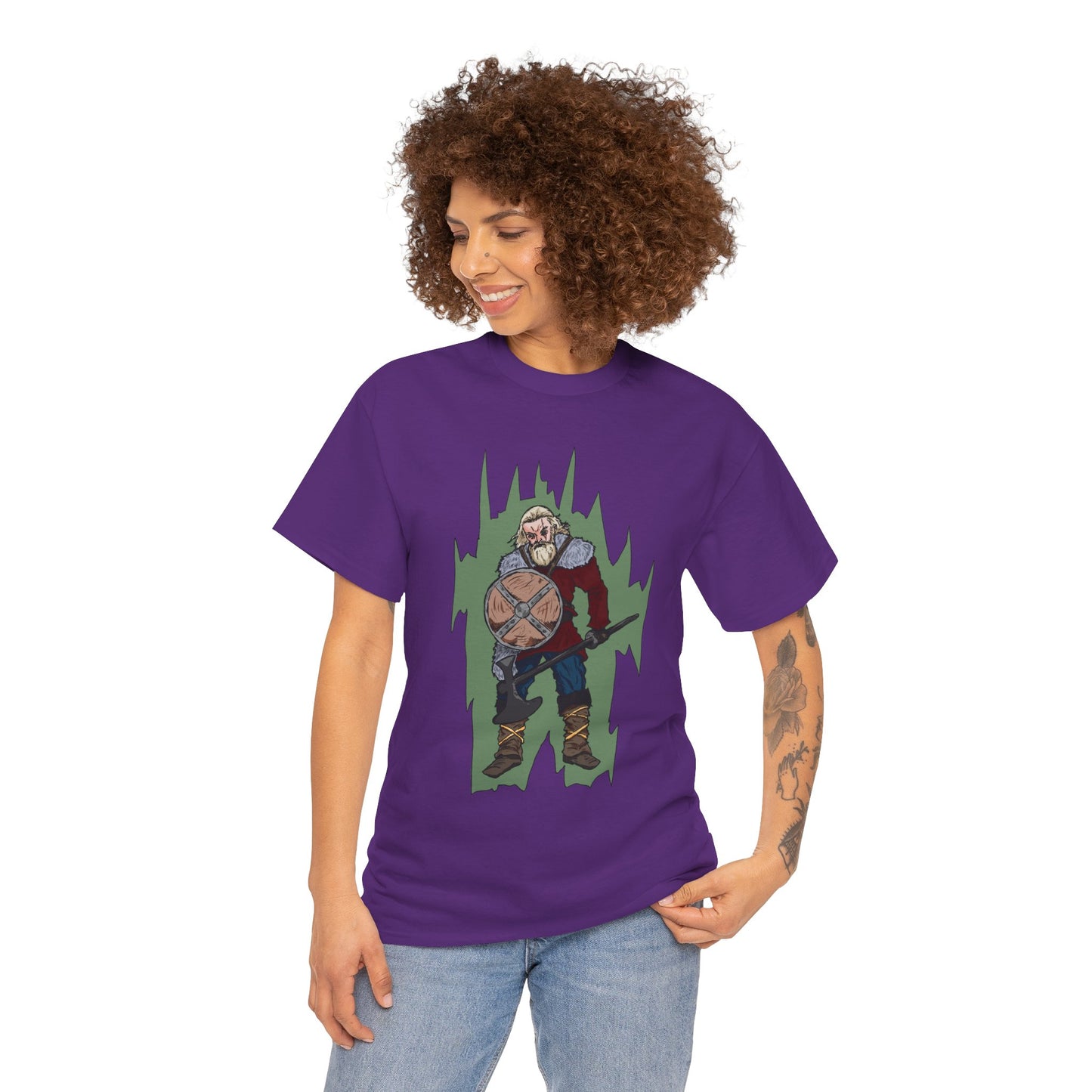Epic Warrior Graphic Tee, Unisex Heavy Cotton Shirt, Casual Wear, Gamer Gift, Medieval Art Clothing, Battle Theme Fashion