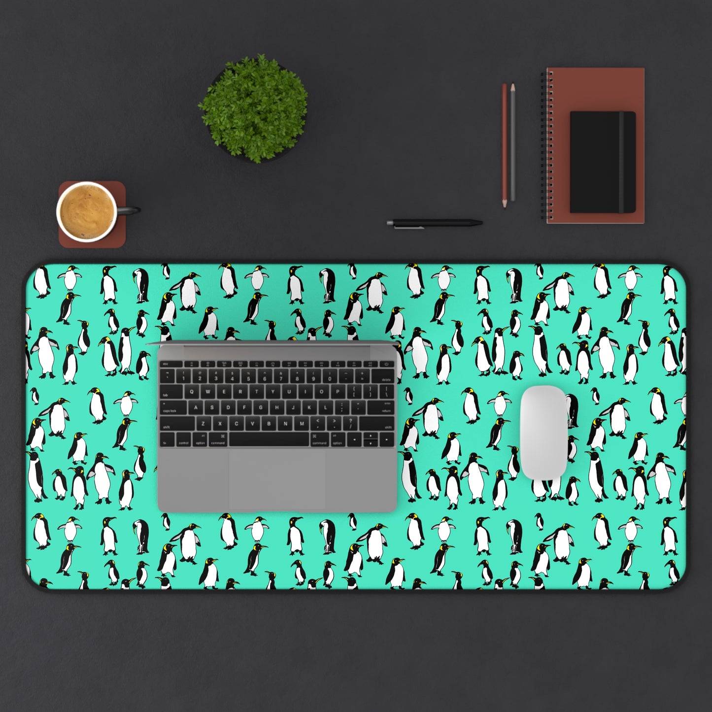 Rookery of Penguins Cool Day Whimsical Desk Mat, Cute Office Decor, Animal Lover Gift, Work From Home Accessory, Perfect for Holidays