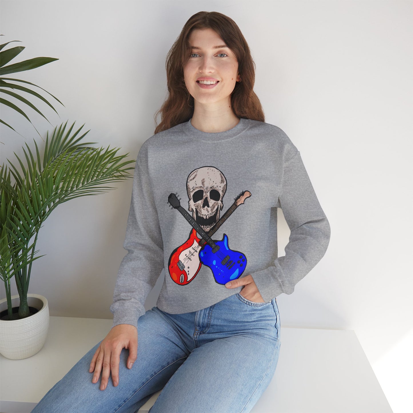 Skull and Guitar Crewneck Sweatshirt