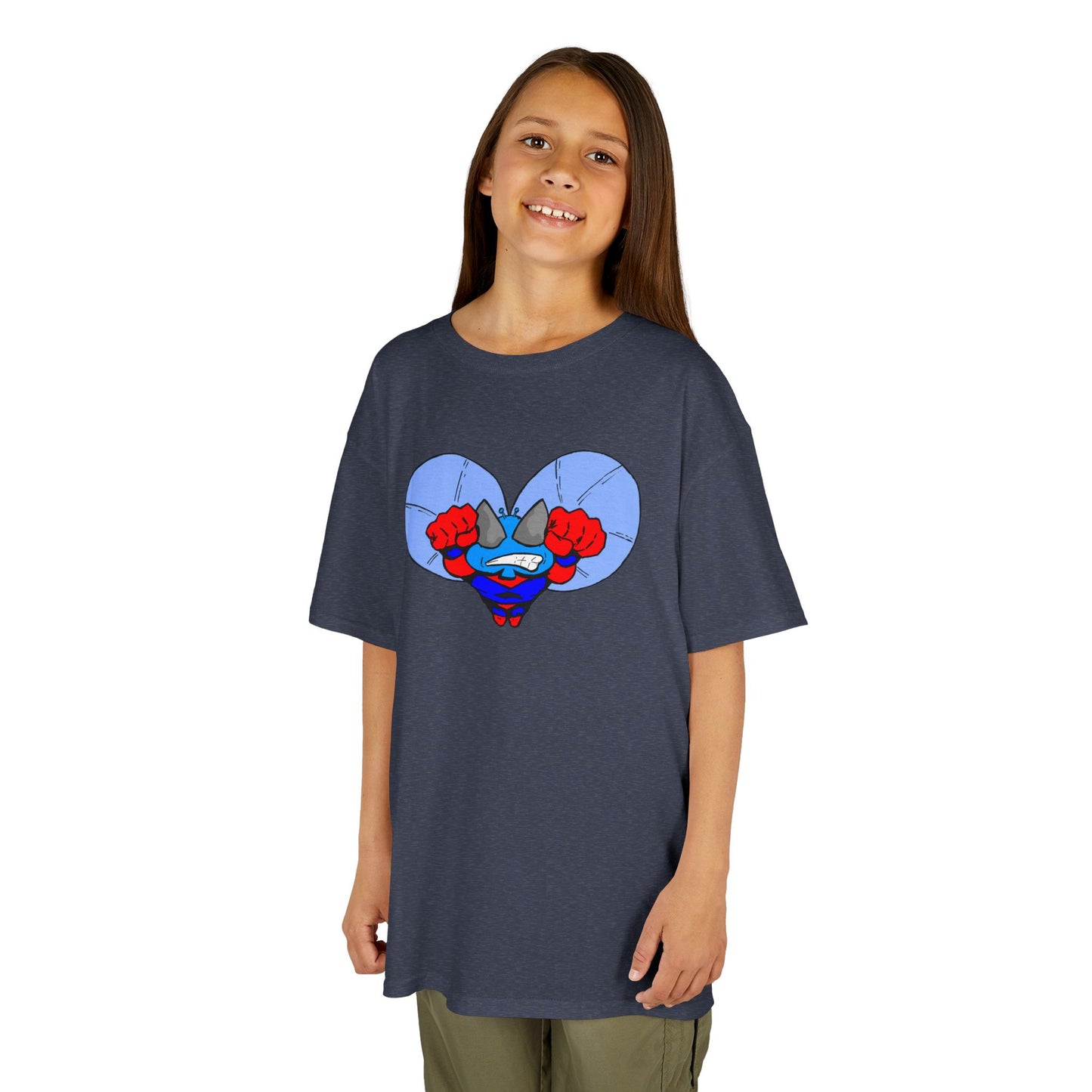 Astro-Fly Kids Superhero T‑Shirt — Cute Blue Hero Design