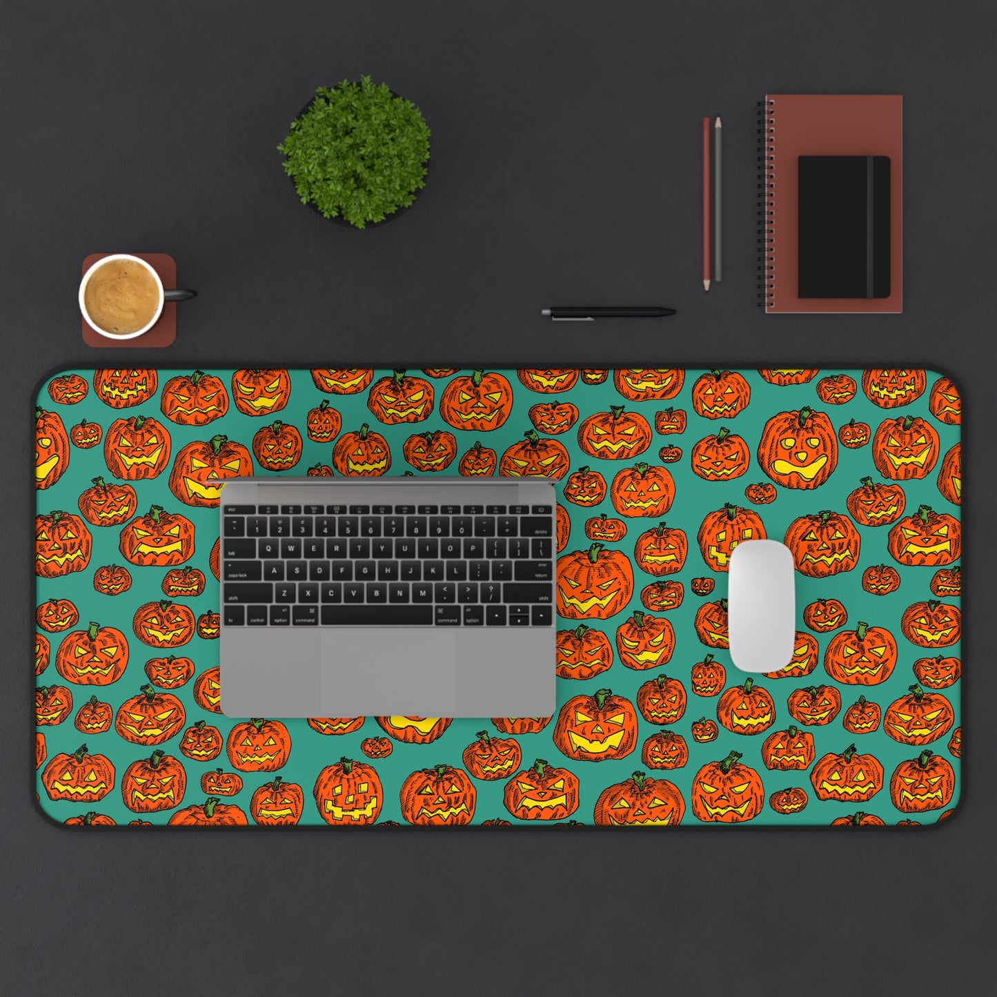 Halloween Pumpkin Desk Mat, Spooky Office Decor, Fall Workspace Accessory, Seasonal Gift, Pumpkin Patch Desk Pad