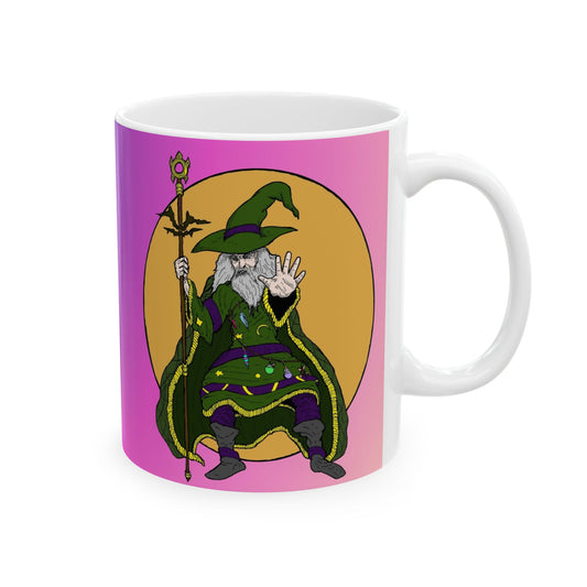Wizard Holding a Magical Staff  -  Ceramic Mug, (11oz, 15oz)