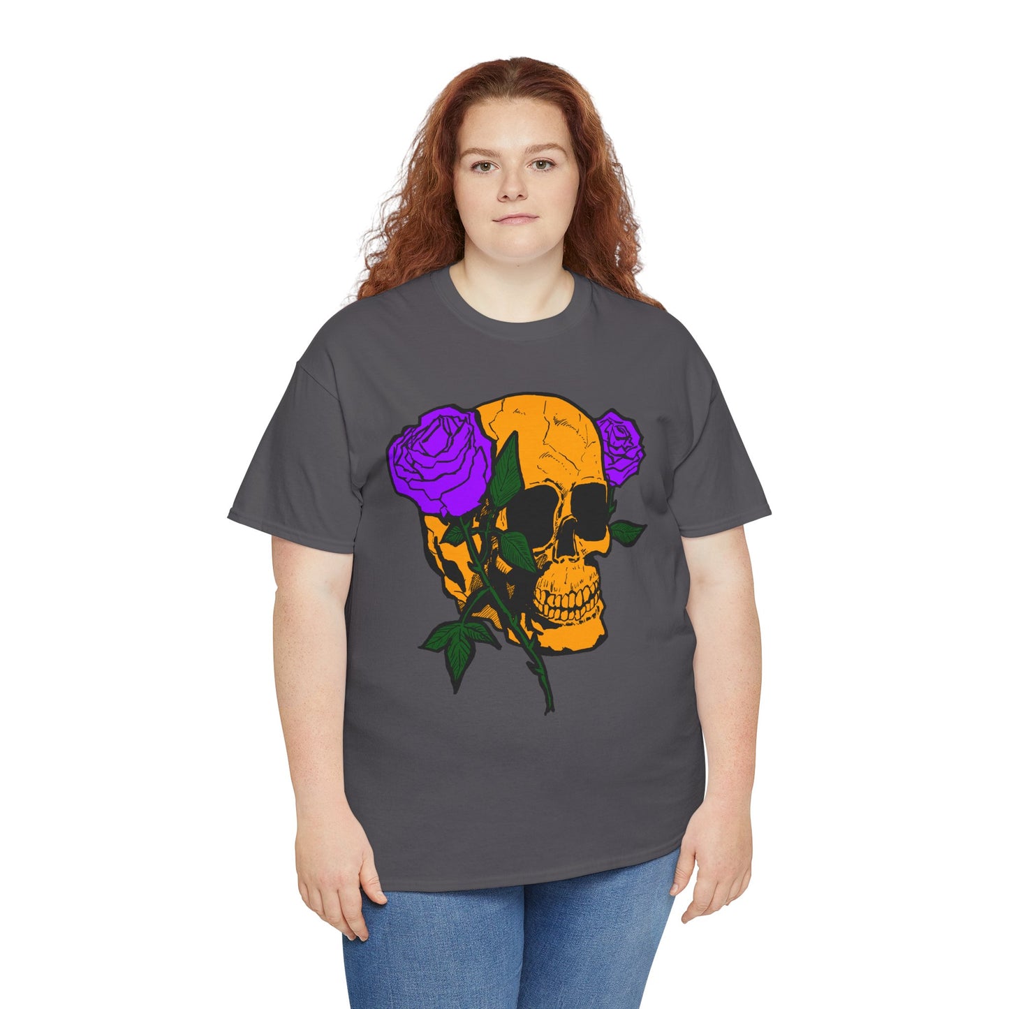 Skull and Roses Unisex Tee, Gothic Aesthetic Shirt, Vintage Graphic T-Shirt, Streetwear Essentials, Edgy Casual Wear