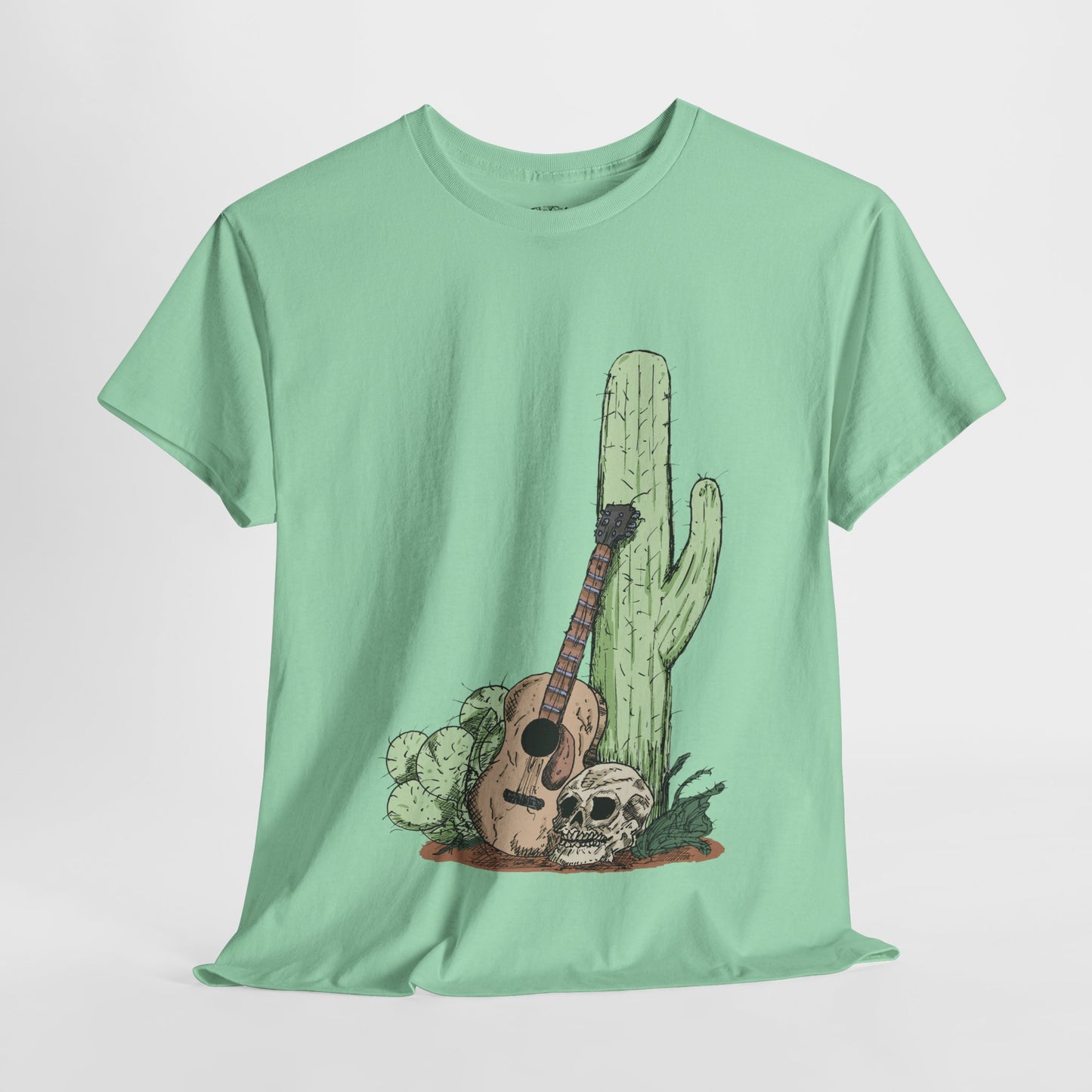 Desert Vibe Graphic Tee - Unisex Heavy Cotton Shirt, Boho Cactus Shirt, Guitar Lover's Gift, Summer Top, Music T-Shirt