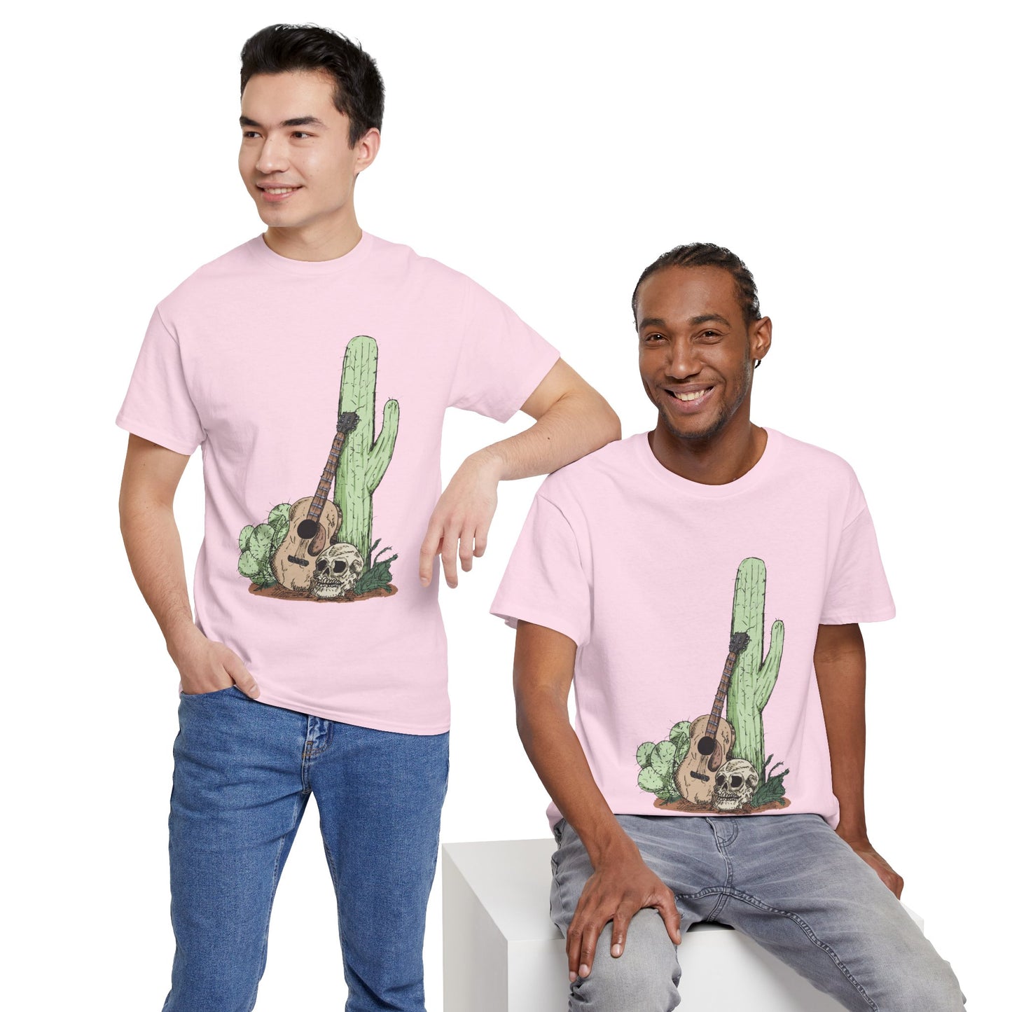 Desert Vibe Graphic Tee - Unisex Heavy Cotton Shirt, Boho Cactus Shirt, Guitar Lover's Gift, Summer Top, Music T-Shirt