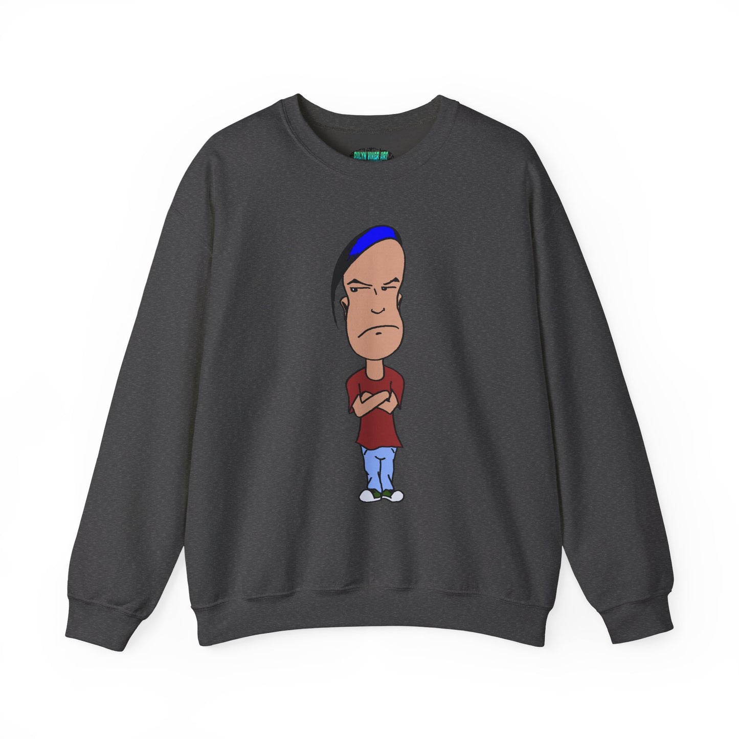 Smug Cartoon Graphic Crewneck Sweatshirt for Casual Style