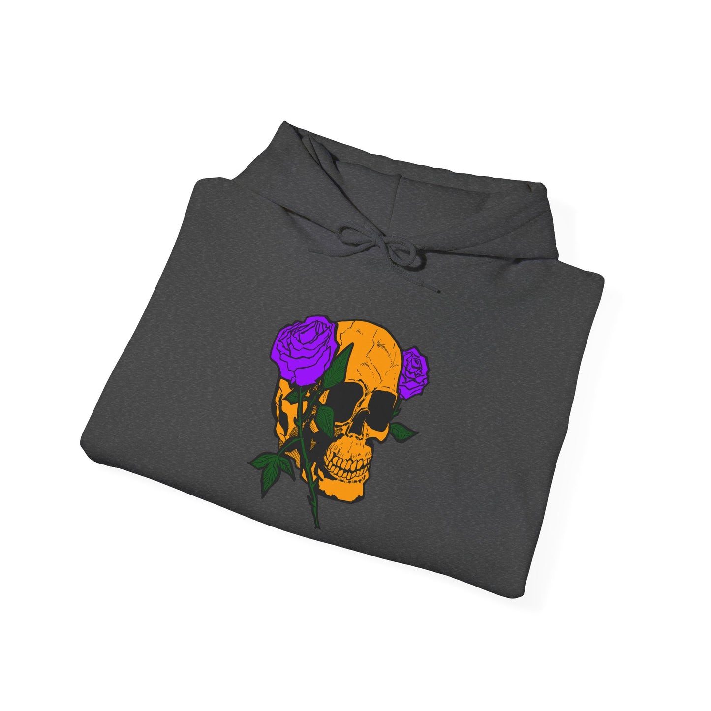 Skull & Roses Hooded Sweatshirt - Unisex Heavy Blend, Perfect for Halloween, Casual Wear, Street Style, Gifts for Her, Trendy Fashion
