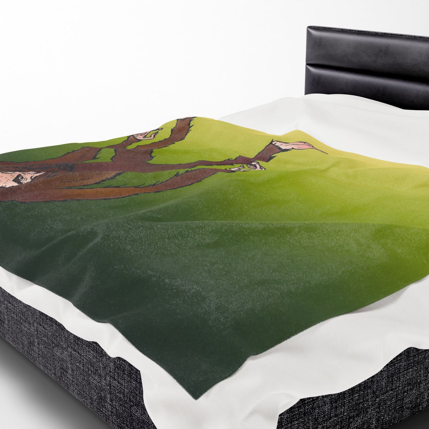 Bigfoot Encounter - Sasquatch Gradient Velveteen Plush Blanket — Soft Green Bigfoot Throw