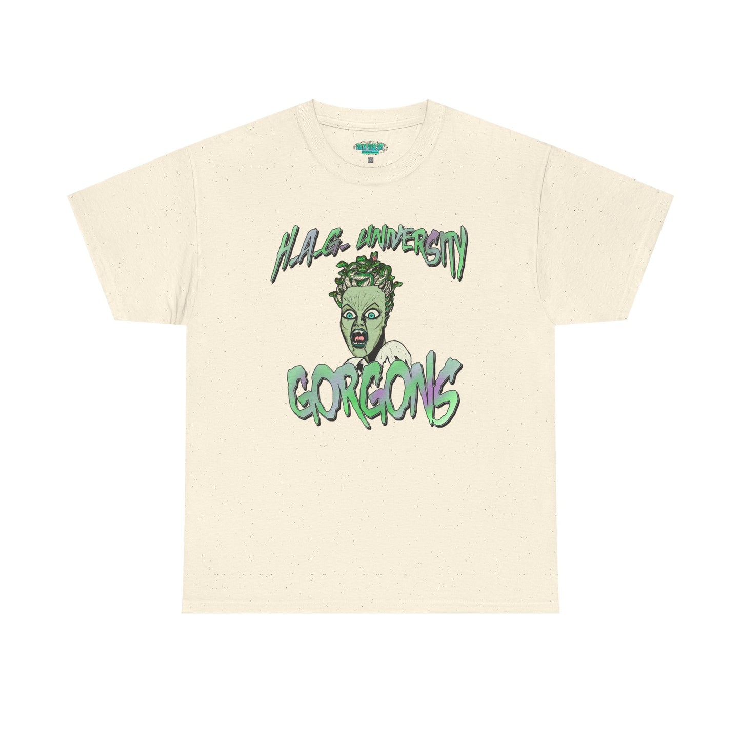 H.A.G. University Gorgons Unisex Heavy Cotton Tee - Spooky & Fun Graphic T-Shirt