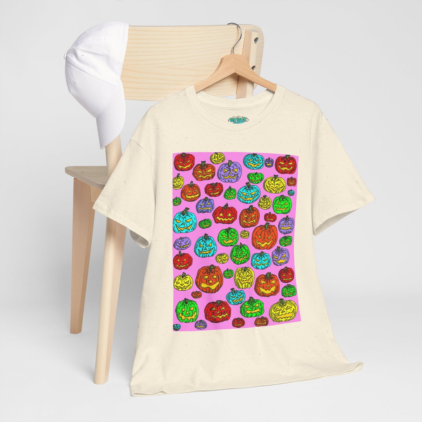 Colorful Pumpkin Graphic Tee, Unisex Cotton T-Shirt, Halloween Costume, Fall Apparel, Trendy Graphic Shirt, Casual Wear
