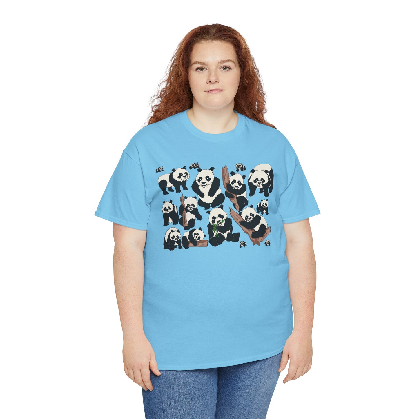 Cute Panda Design Unisex Heavy Cotton Tee | Animal Lover Gift, Casual Wear, Eco-Friendly Apparel, Nature Enthusiast Clothing