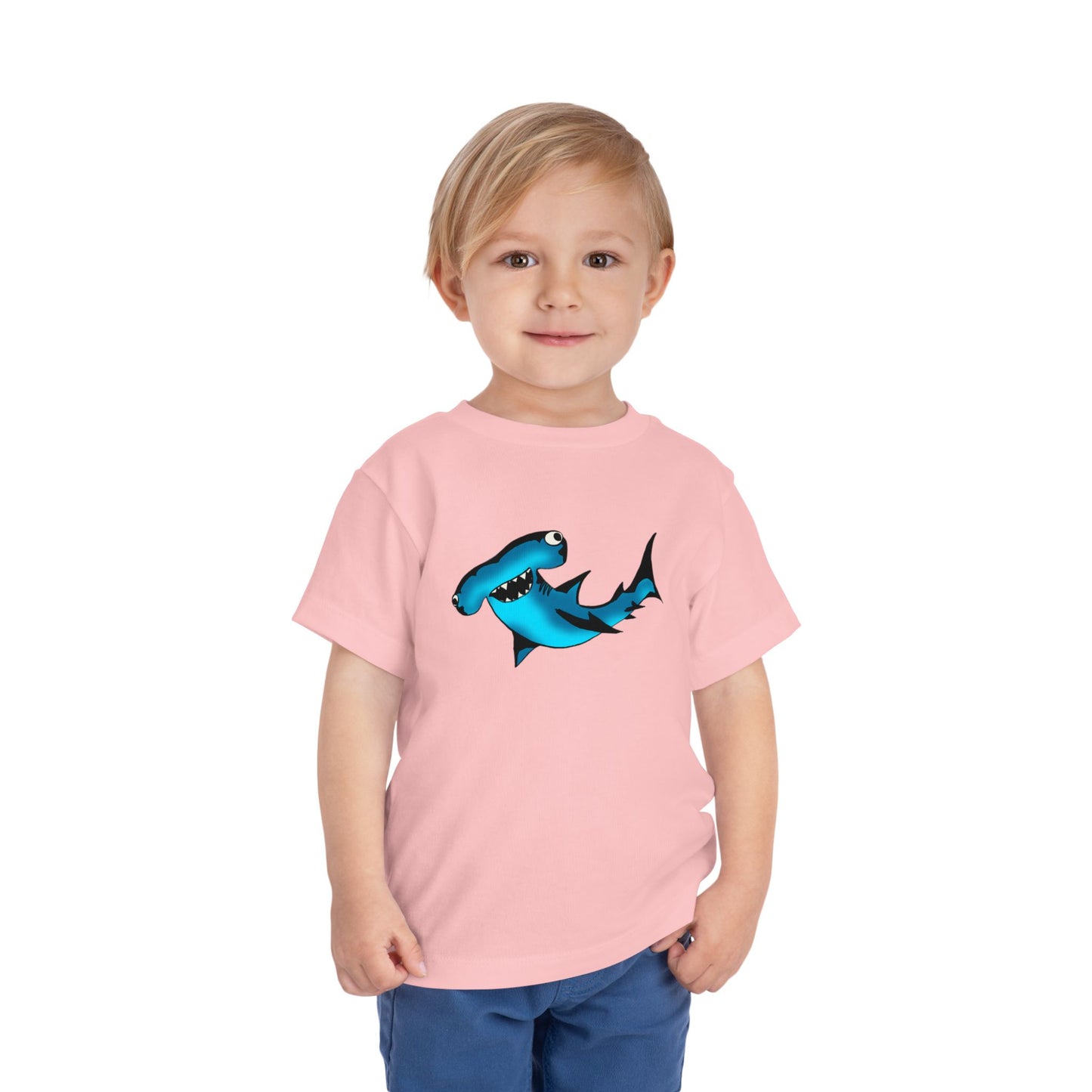 Toddler Shark Tee - Cute Blue Harley Hammerhead Graphic Kids Short Sleeve Shirt