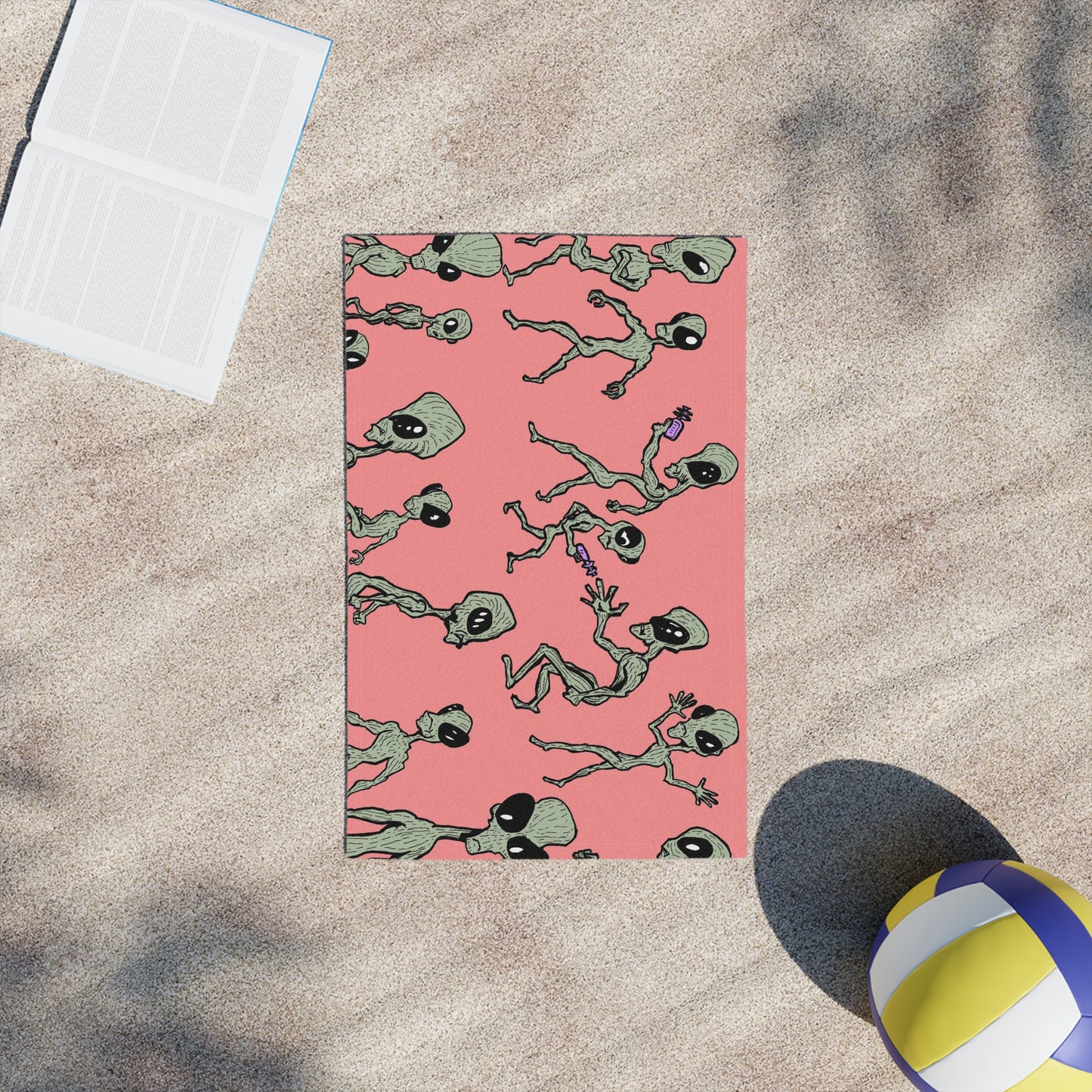 Alien Intrusion - Salmon Background - Beach Towel